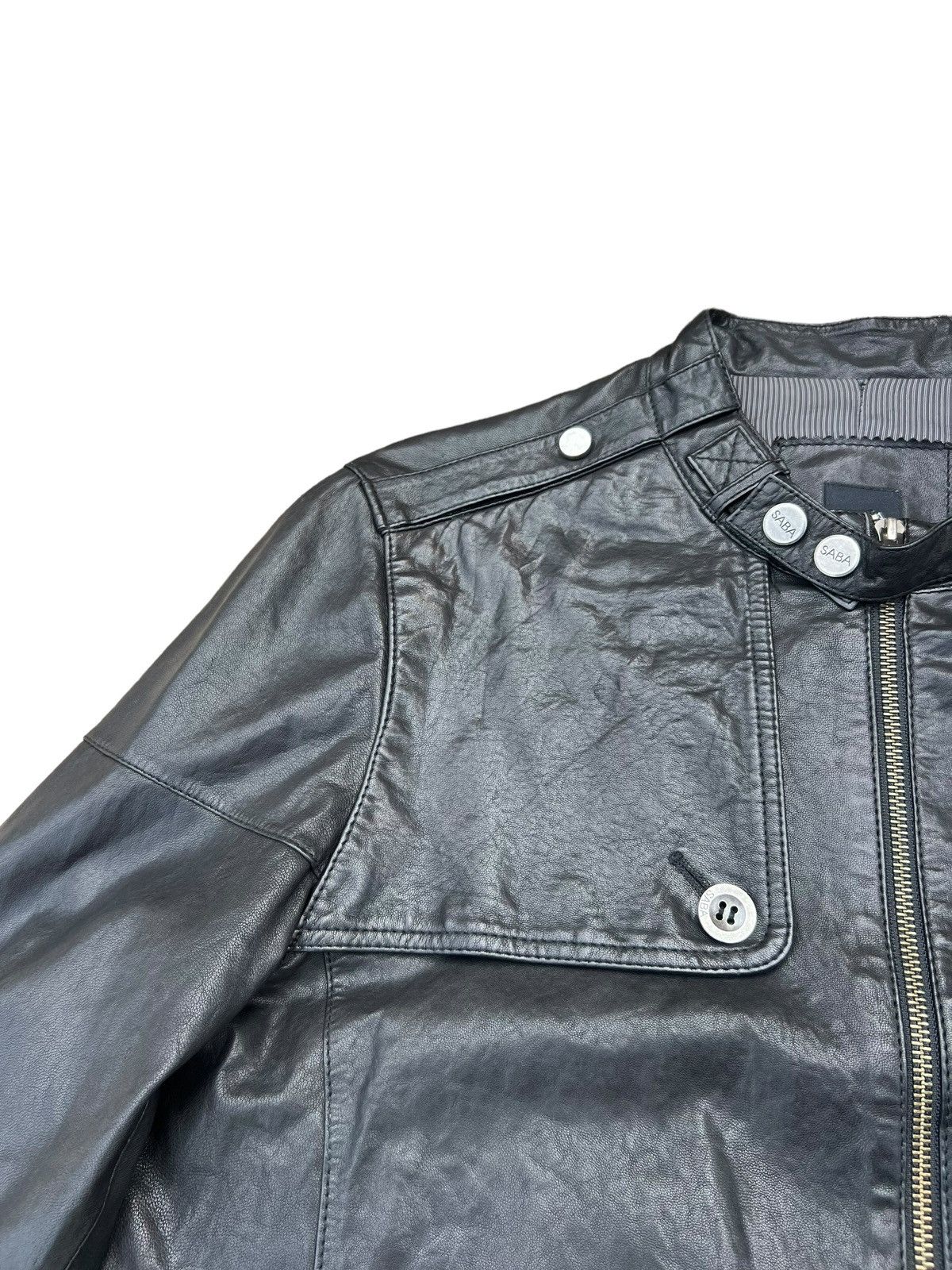Saba Mens SABA MW10075 Lamb Leather Racer Jacket Size US S / EU 44-46 / 1 - 4 Thumbnail