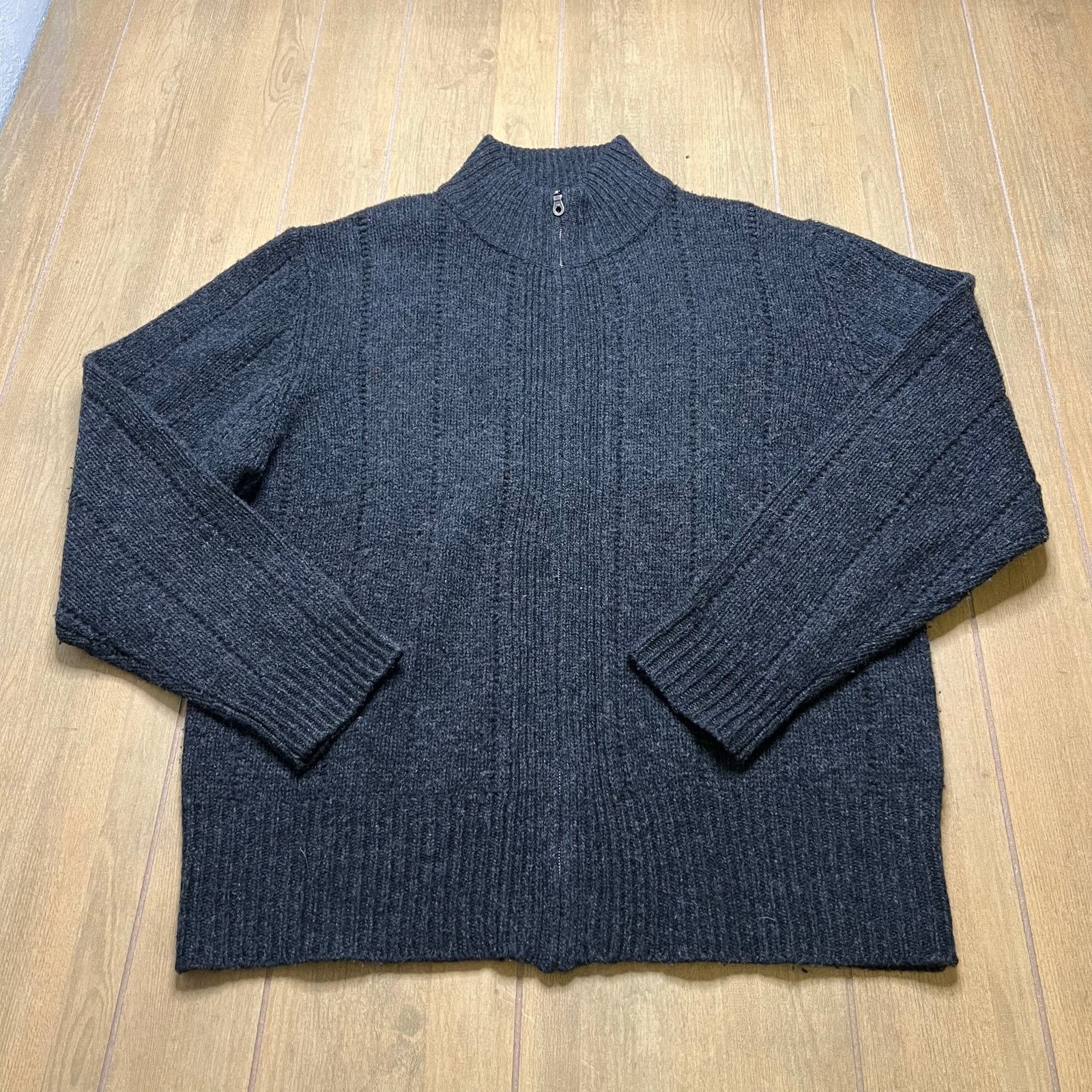 Vintage Heather Tweed Lambswool Sweater Full Zip Gray XL Mens Size US XL / EU 56 / 4 - 1 Thumbnail