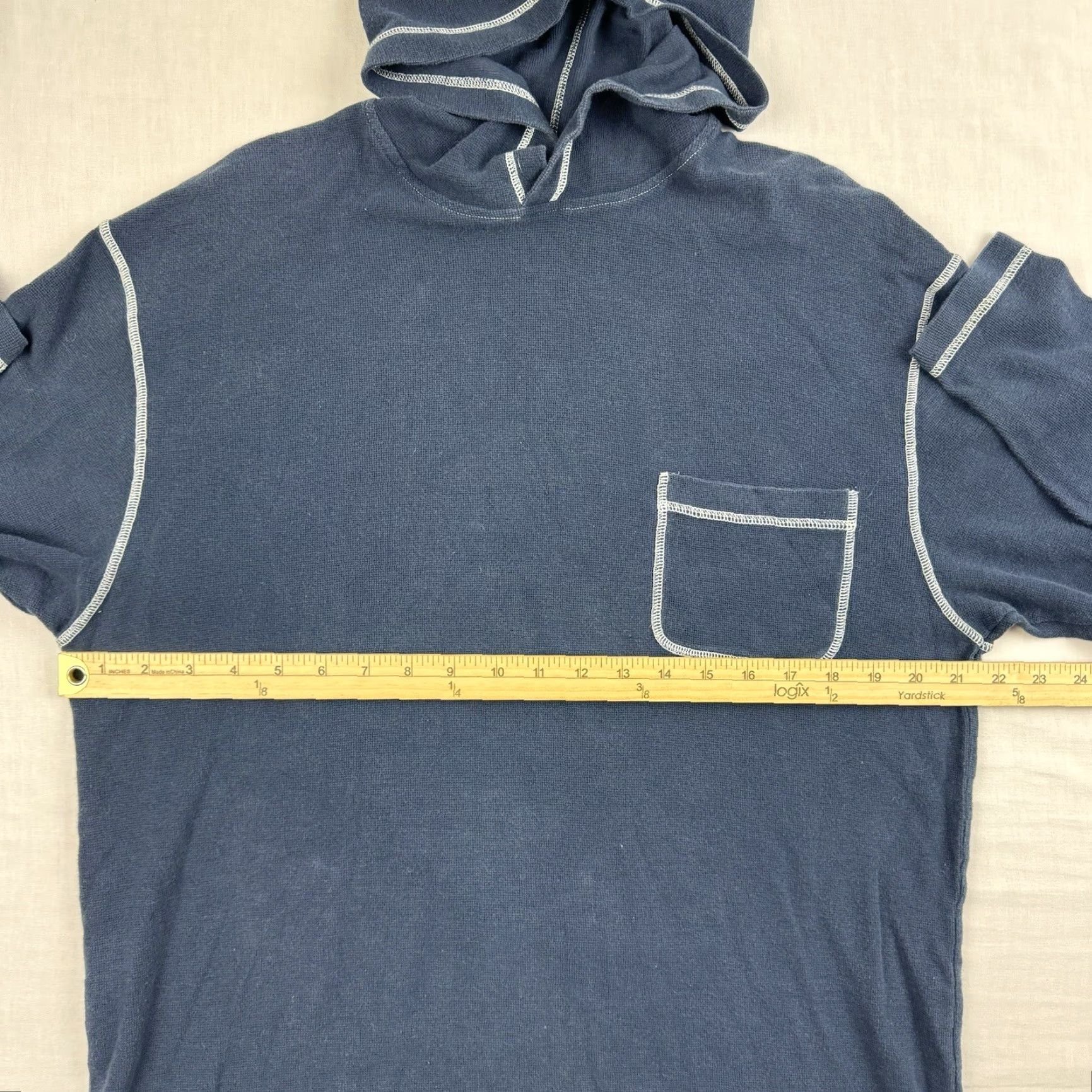 Vintage VINTAGE Structure Hoodie Adult Medium Blue Lightweight Hipster 90s Y2K Mens Pullover Size US M / EU 48-50 / 2 - 7 Thumbnail