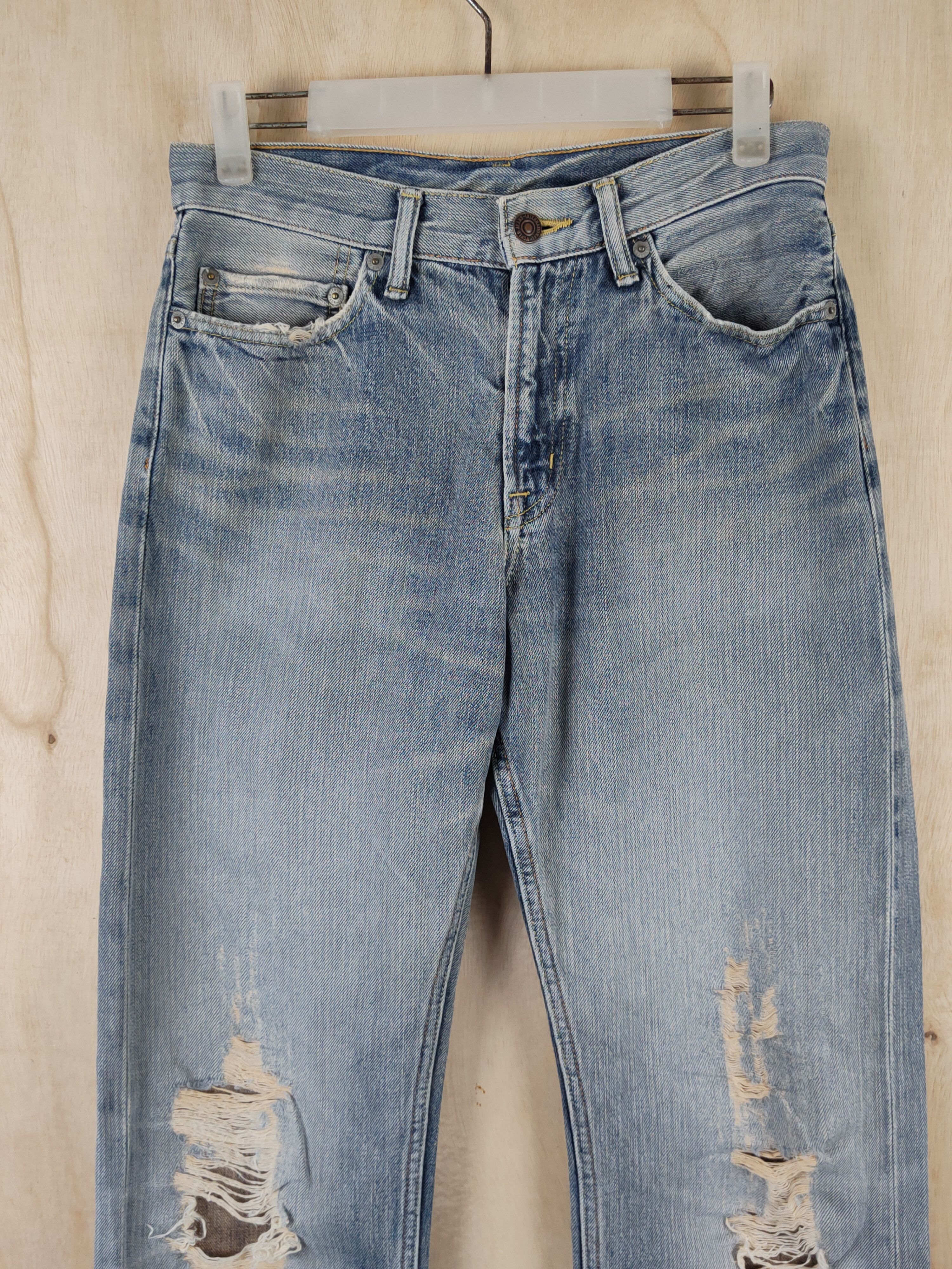 Japanese Brand Pbi Blue Faded Distressed Ripped Jeans #S2474 Size 29" - 2 Thumbnail