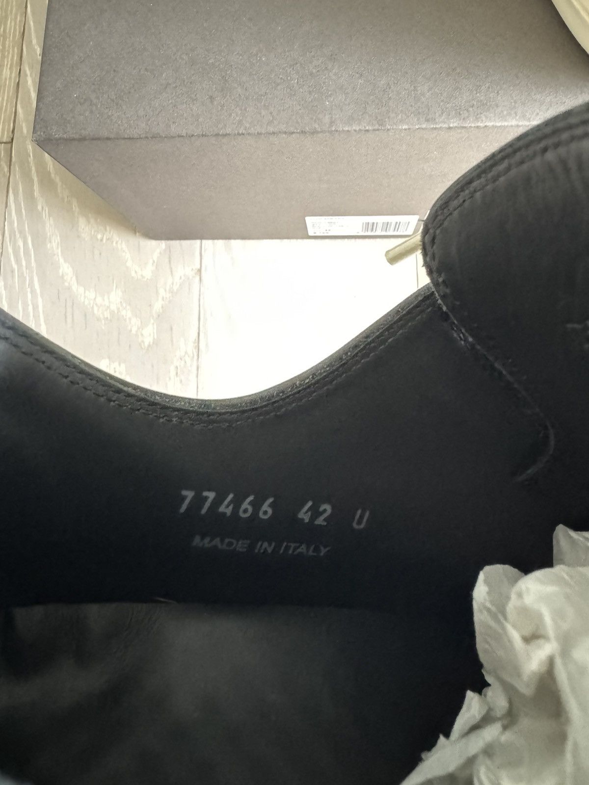 Rick Owens Mainline Classic Leather Ramone Low Sneaks Black/Milk Size US 9 / EU 42 - 6 Thumbnail