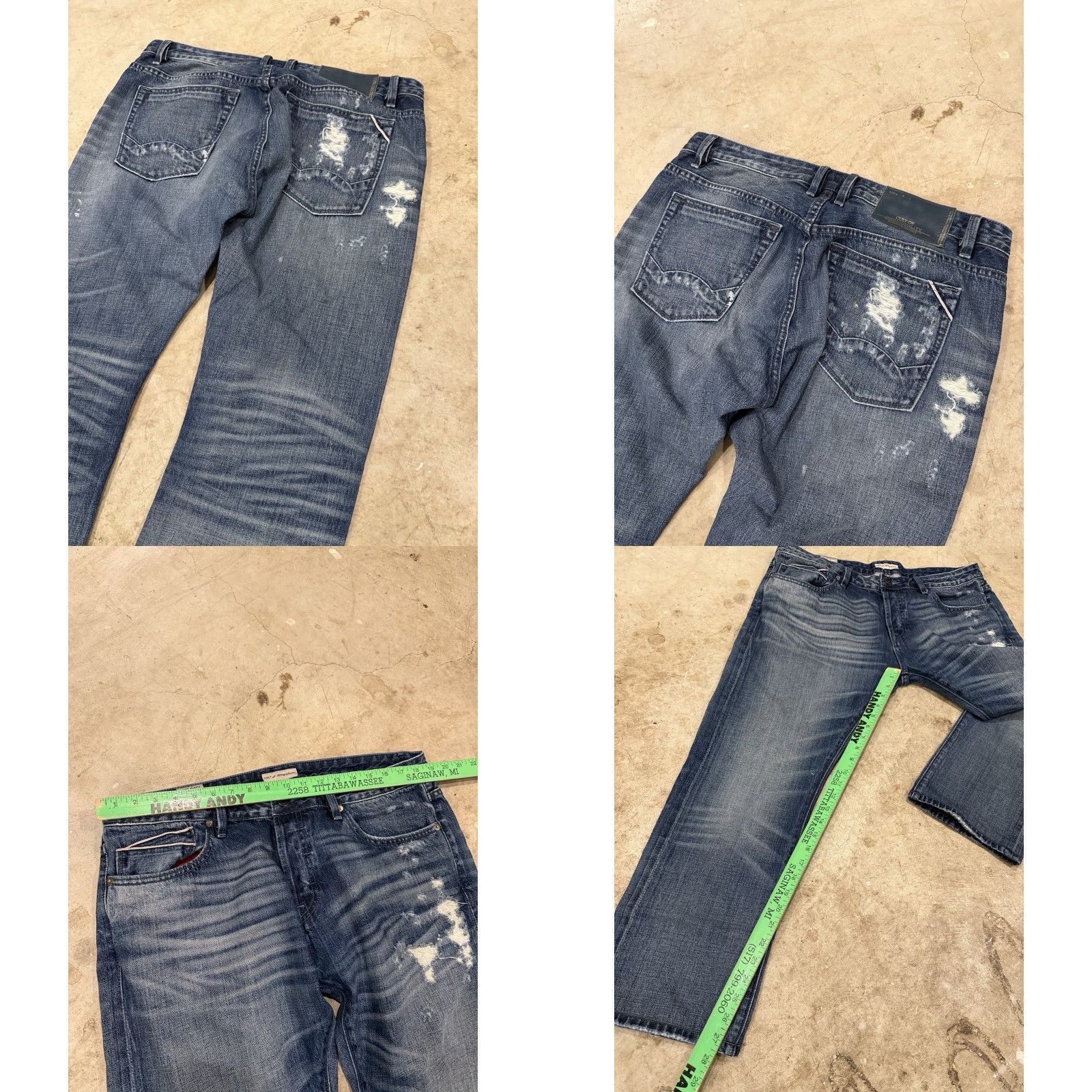 Cult Of Individuality Cult of Individuality Jeans Mens 38x28 Blue Rebel Straight Selvedge Whiskers 5-Pocket Design Distressed Logo Size US 38 / EU 54 - 8 Thumbnail