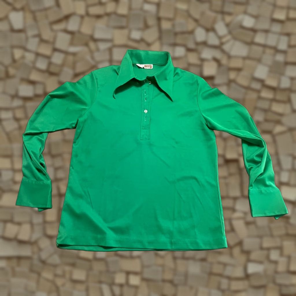 Vintage VINTAGE Montgomery Ward Shirt Women L Green Polo Long Sleeve Casual Solid Modern Polo Shirt Womens L Green Size L / US 10 / IT 46 - 1 Thumbnail