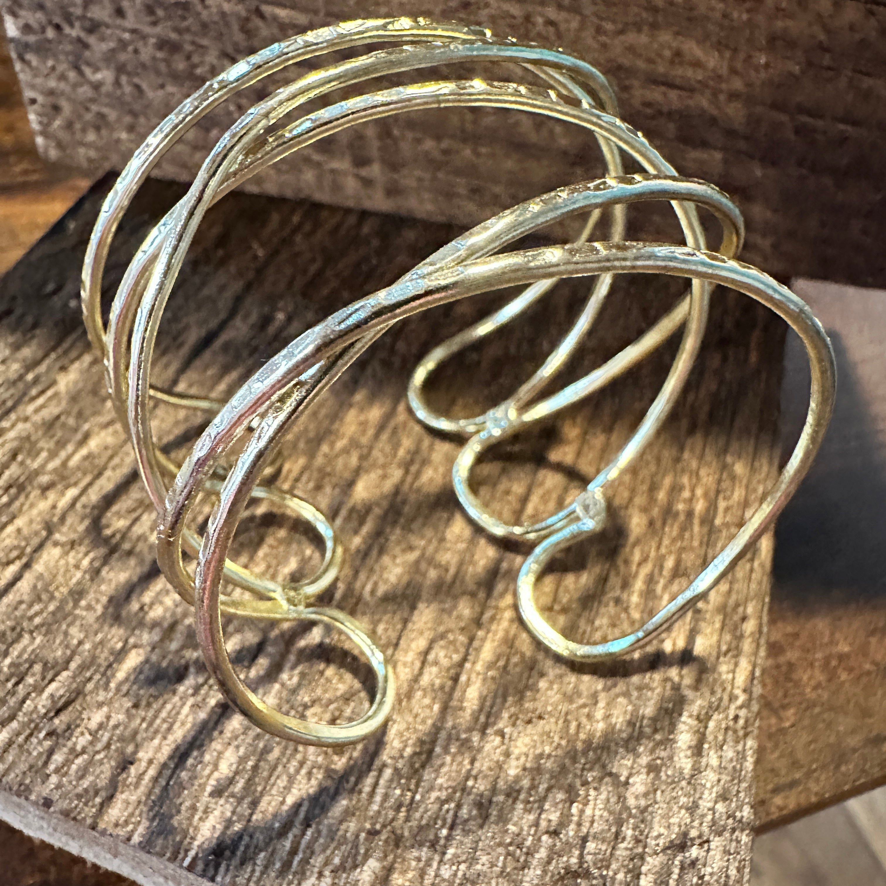 Other Handcrafted Boho Gold Plated Adjustable Wide Cuff X Bracelet Size ONE SIZE - 2 Thumbnail