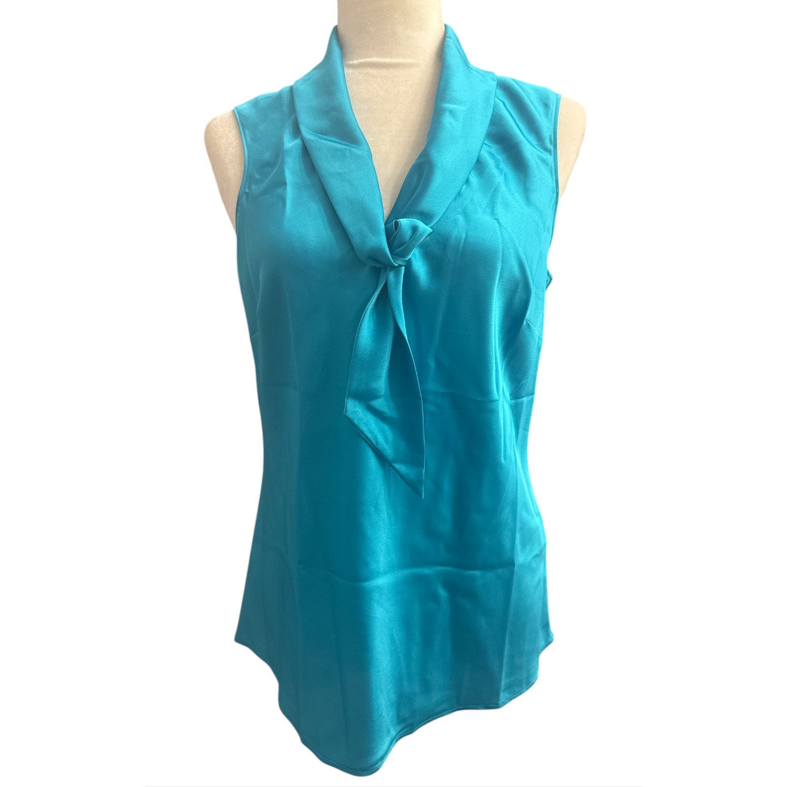 Elie Tahari TAHARI Womens Separate Blue Tie-Neck Sleeveless Blouse PS Size S / US 4 / IT 40 - 2 Thumbnail