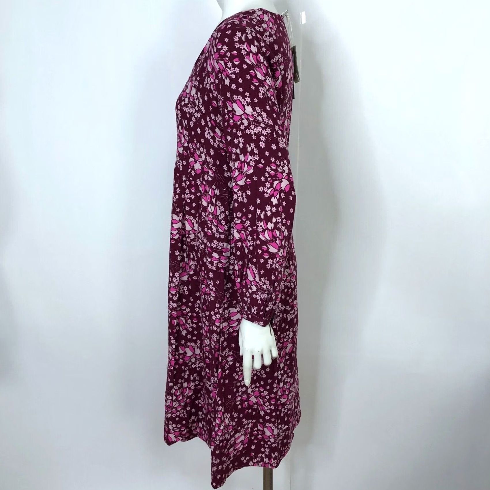 Boden Boden Womens Midi Dress 6P Petite Burgundy Floral Viscose Size M / US 6-8 / IT 42-44 - 3 Thumbnail