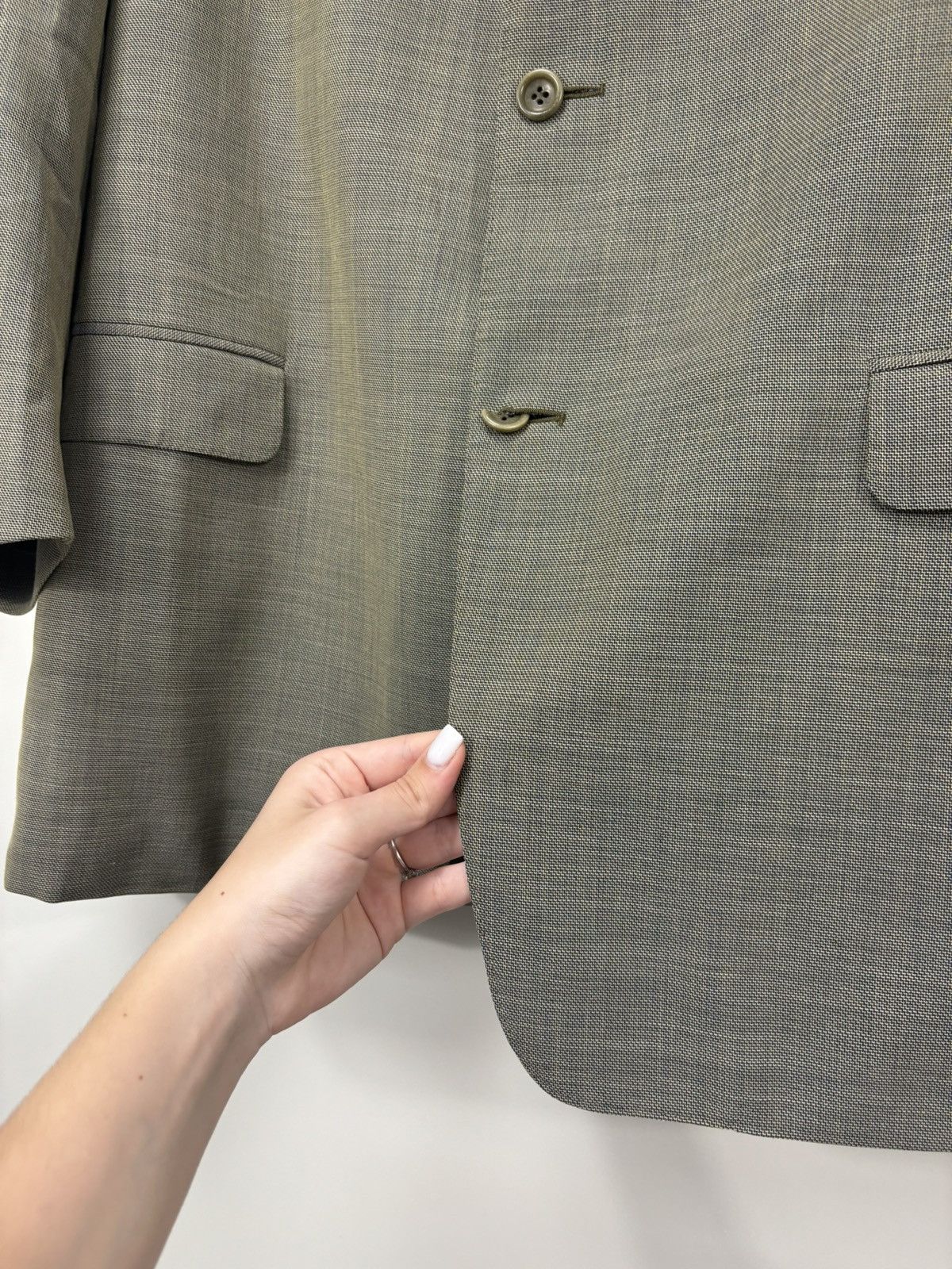 Canali Canali Proposta Olive Green Houndstooth Wool Blazer Jacket Size 48R - 8 Thumbnail