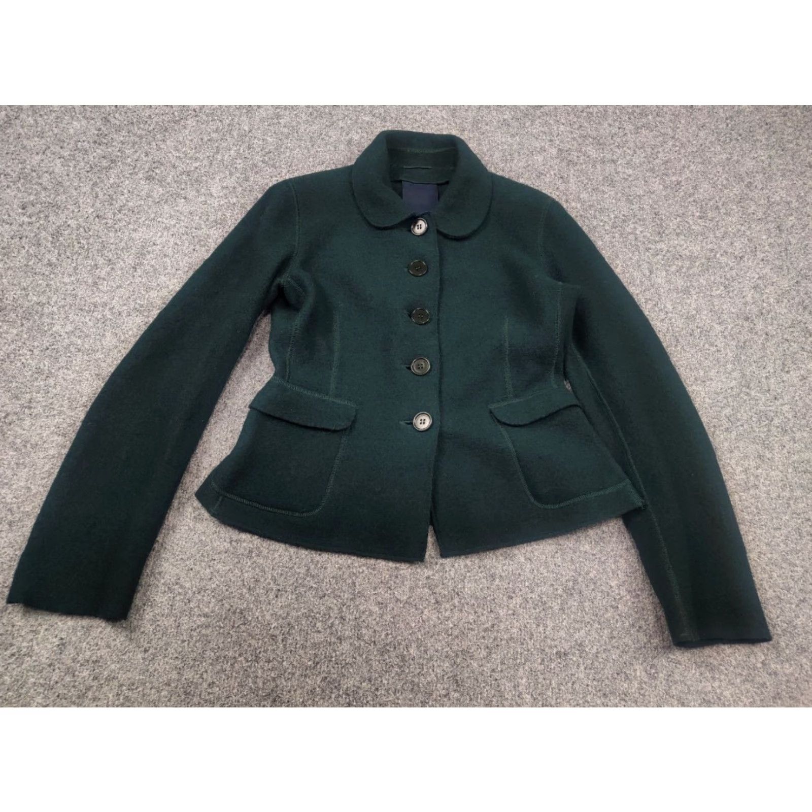 Aspesi A Alberto Aspesi Design green wool button-up Pocket Blazer Womens Jacket Size M / US 6-8 / IT 42-44 - 3 Thumbnail