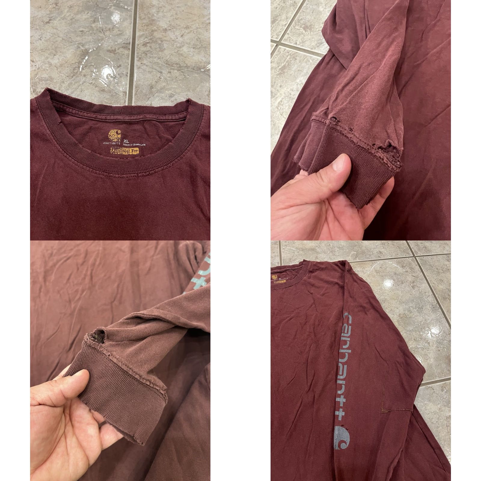 Carhartt VINTAGE Carhartt K231 Logo T-Shirt Mens XL Red Distressed Thrashed Long Sleeve Pullover Crew Neck Heavyweight Adventure Outdoor Workwear Shirt Mens Size US XL / EU 56 / 4 - 8 Thumbnail