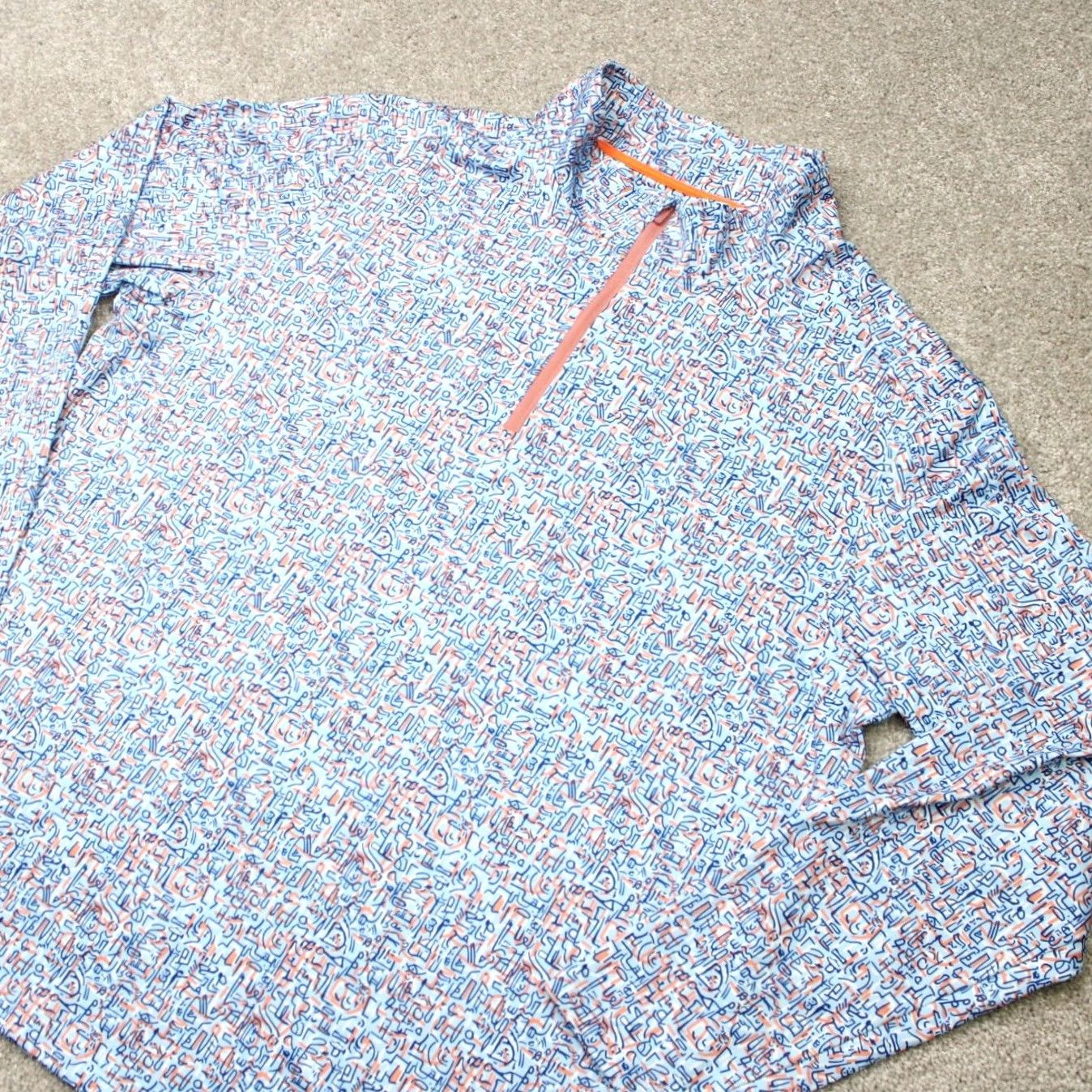 Vintage Maelreg Performance Sweatshirt Mens 2XL Blue/Orange Geometric Golf 1/4 Zip L/S Size US XXL / EU 58 / 5 - 3 Thumbnail