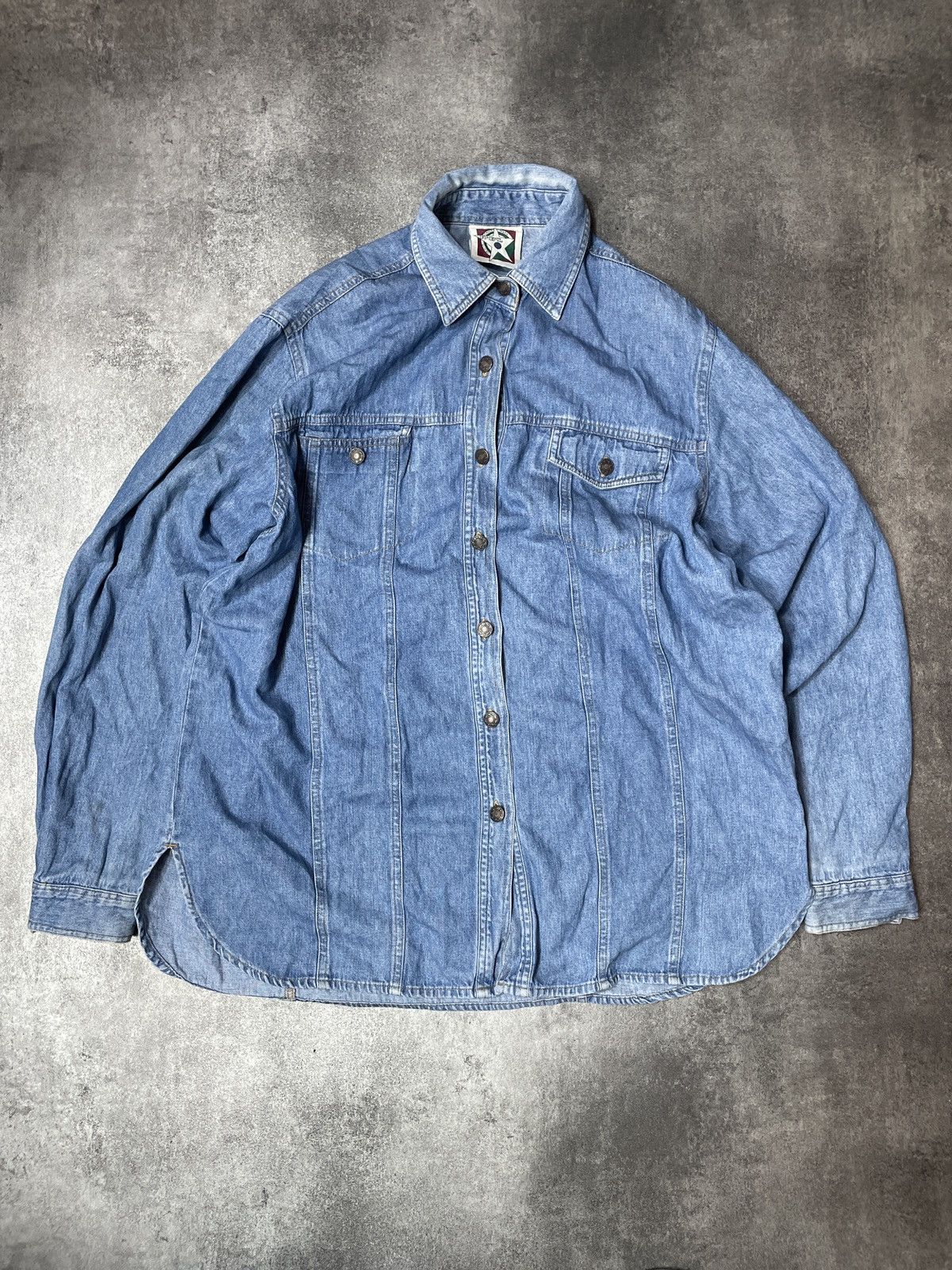 Vintage 🔥Offers🔥Vintage Y2K Denim Shirt Boxy Fit Wide Rare Size US XL / EU 56 / 4 - 1 Thumbnail
