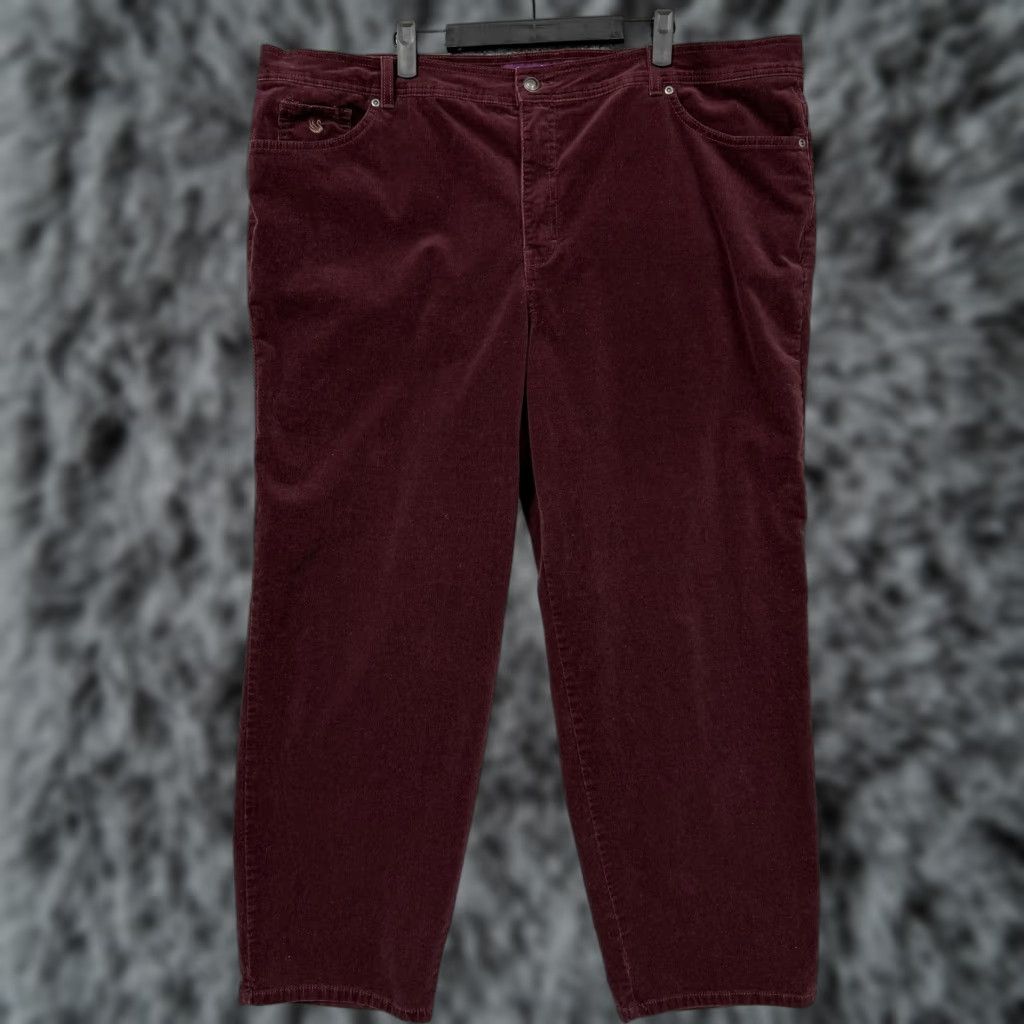 Gloria Vanderbilt Gloria Vanderbilt Pants 24W Maroon Corduroy Coastal Grandmacore Dark Academia Size 42" / US 20 - 1 Thumbnail