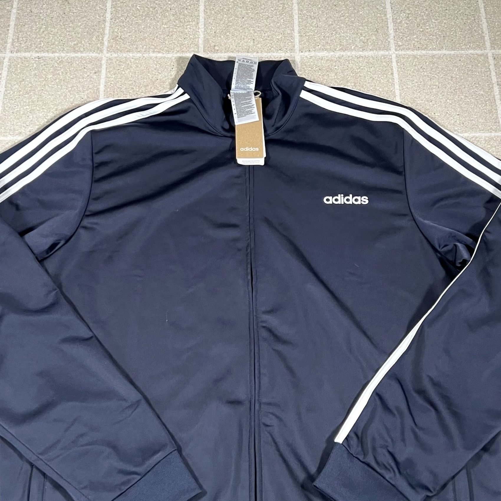 Adidas ADIDAS Track Jacket 2XLT Blue Full Zip Striped 3 Stripes NWT Men T Essentials Gym Activewear Jacket Size US XXL / EU 58 / 5 - 2 Thumbnail