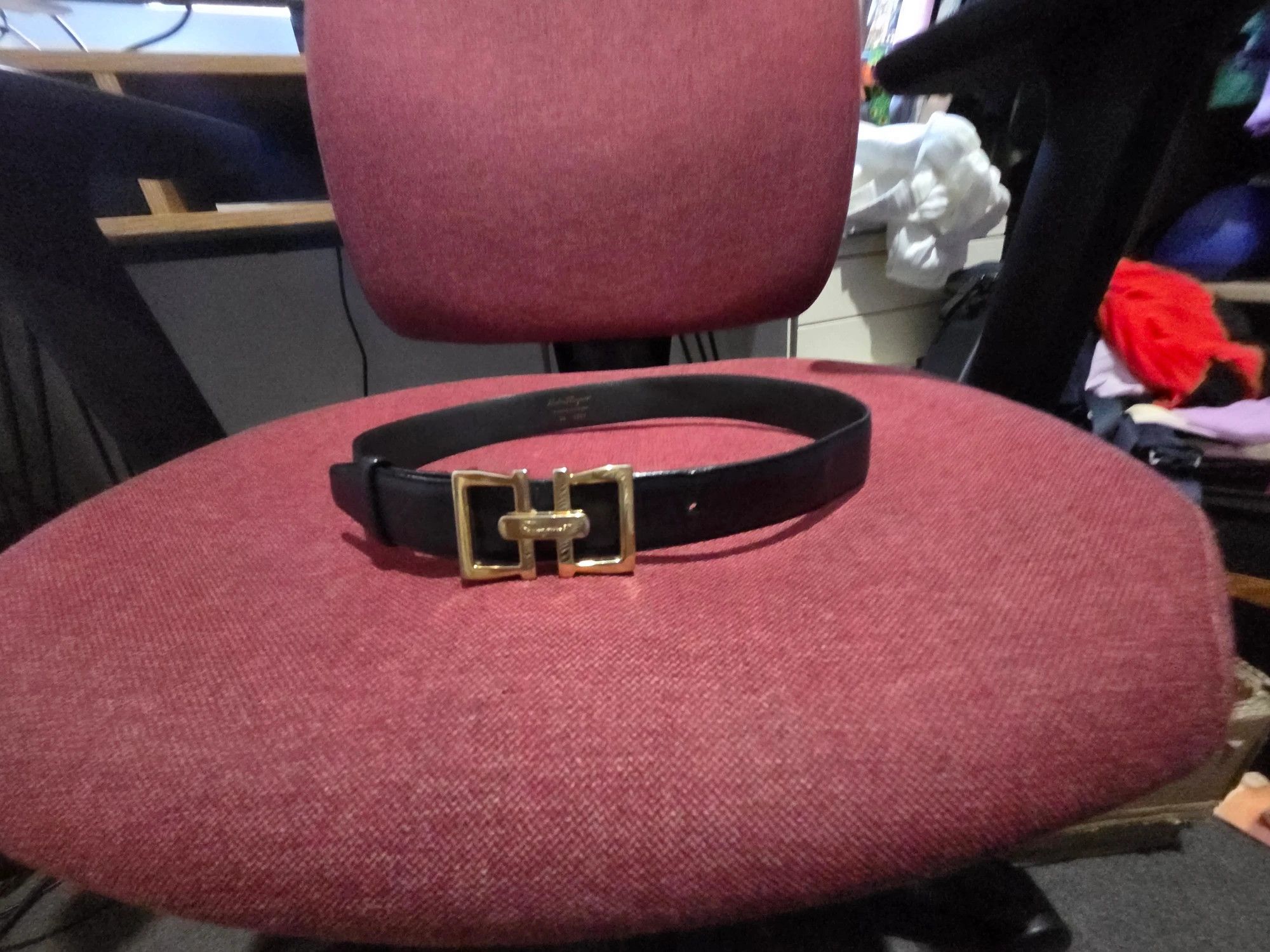 Salvatore Ferragamo Salvatore Ferragamo Black Leather Gancini Buckle Belt Style 8227 Size ONE SIZE - 3 Thumbnail