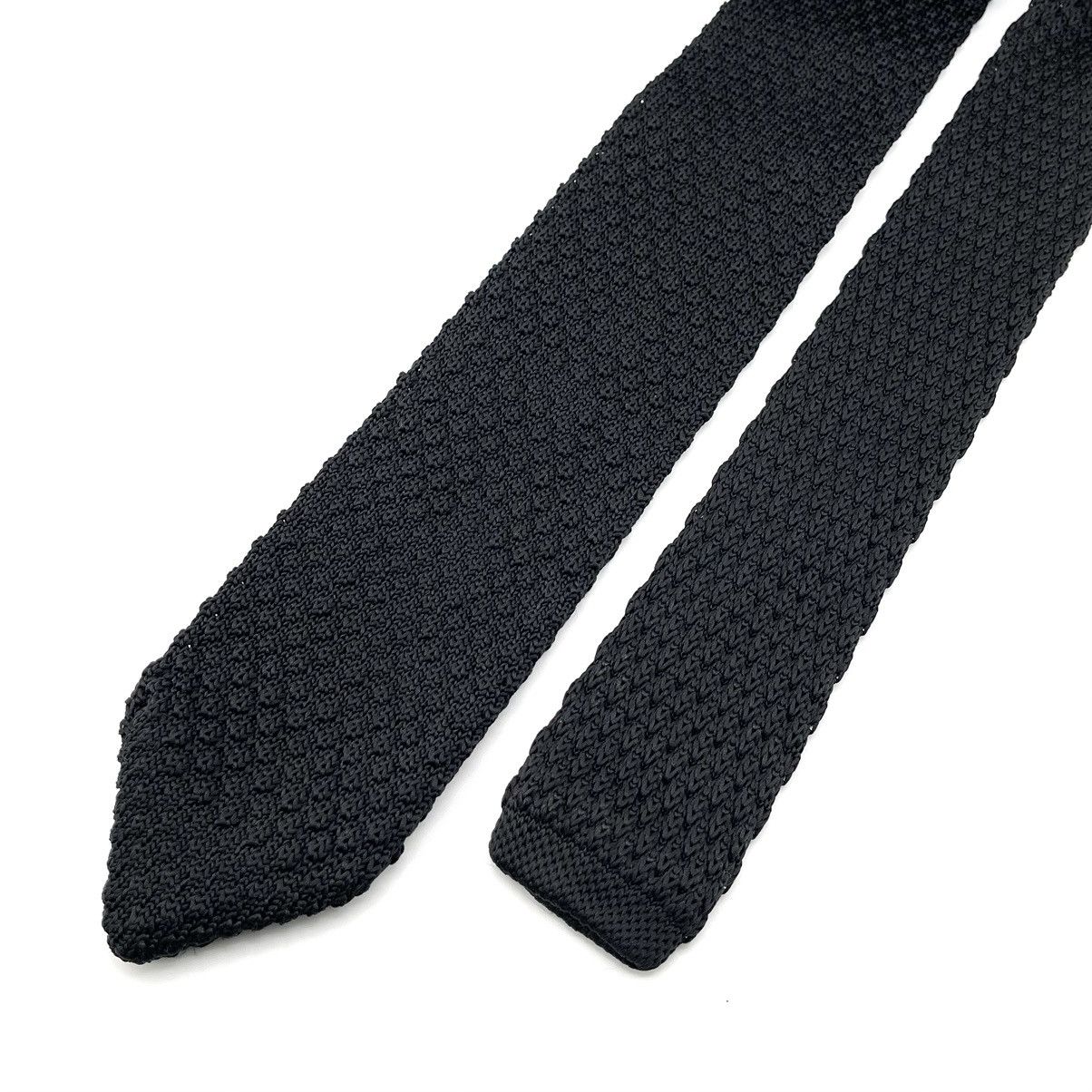 Other Men’s Black Knit Necktie & White Floral Pocket Square Size ONE SIZE - 6 Thumbnail