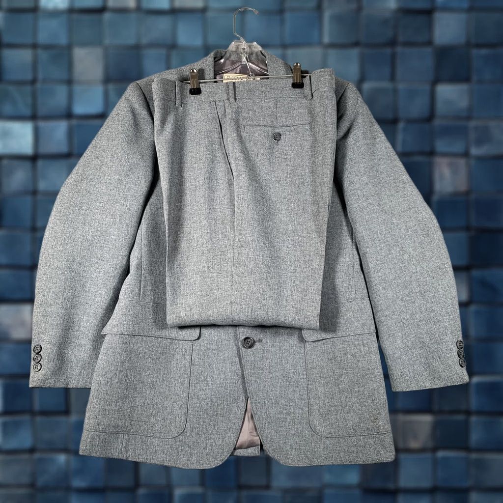 Levi's VINTAGE Levi's Suit 3 Piece Mens 46 Gray Tweed STA-PREST 37x28 Set Size 46R - 1 Thumbnail