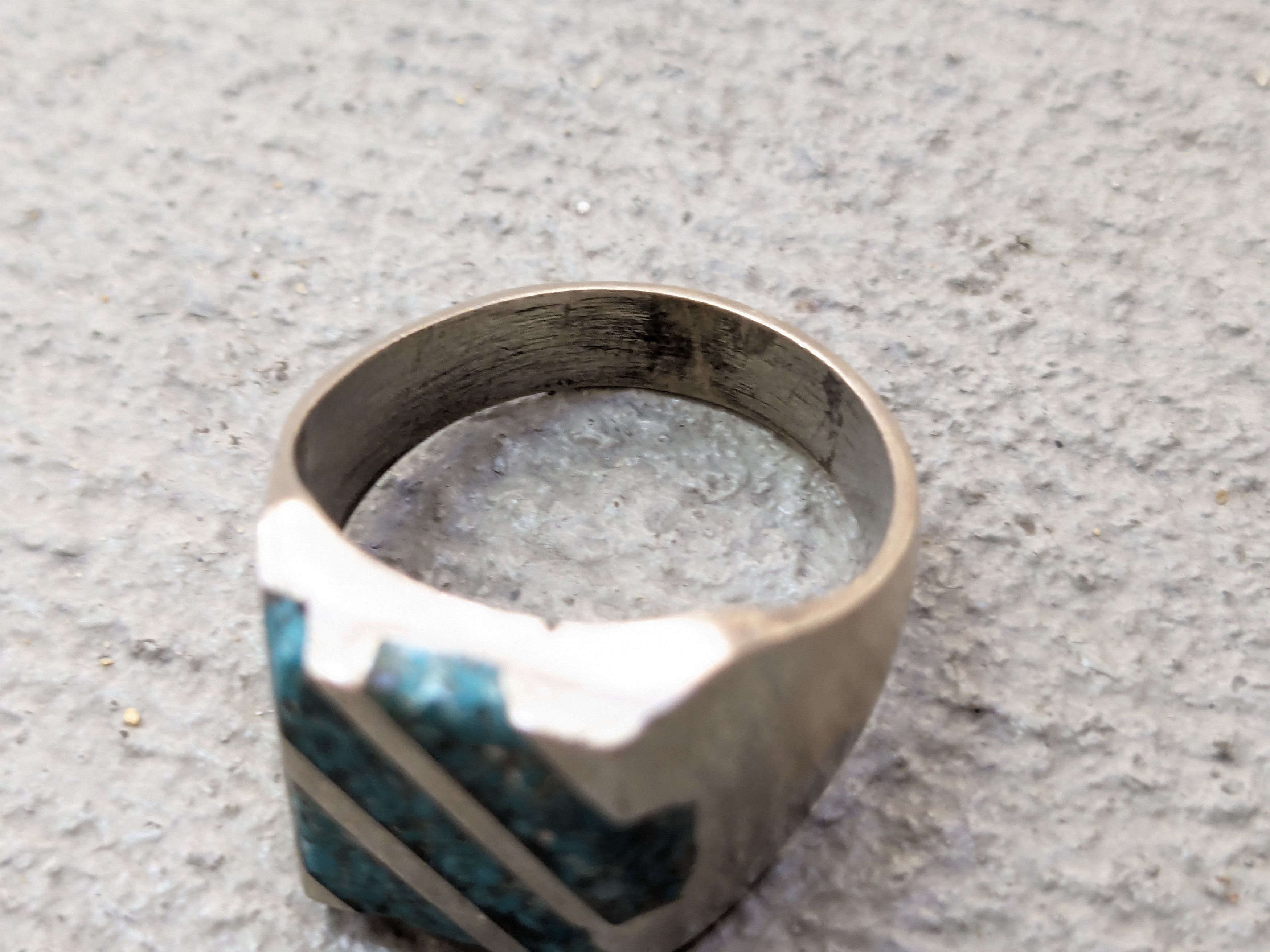 Jewelry Vintage Sterling Silver Ring 11.5 Turquoise Square Modern Size ONE SIZE - 9 Thumbnail