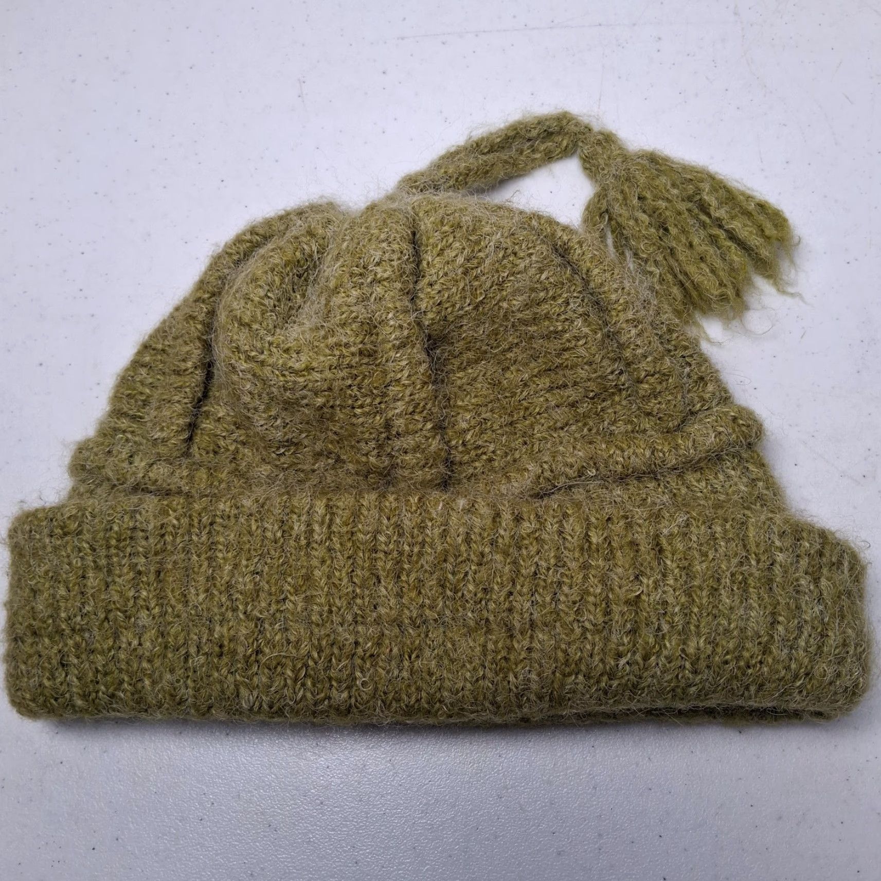 CO VINTAGE? (no) Peruvian Trading Co Knit Hat Chartreuse Green Tassel Winter Beanie Hippie Boho Size ONE SIZE - 5 Thumbnail