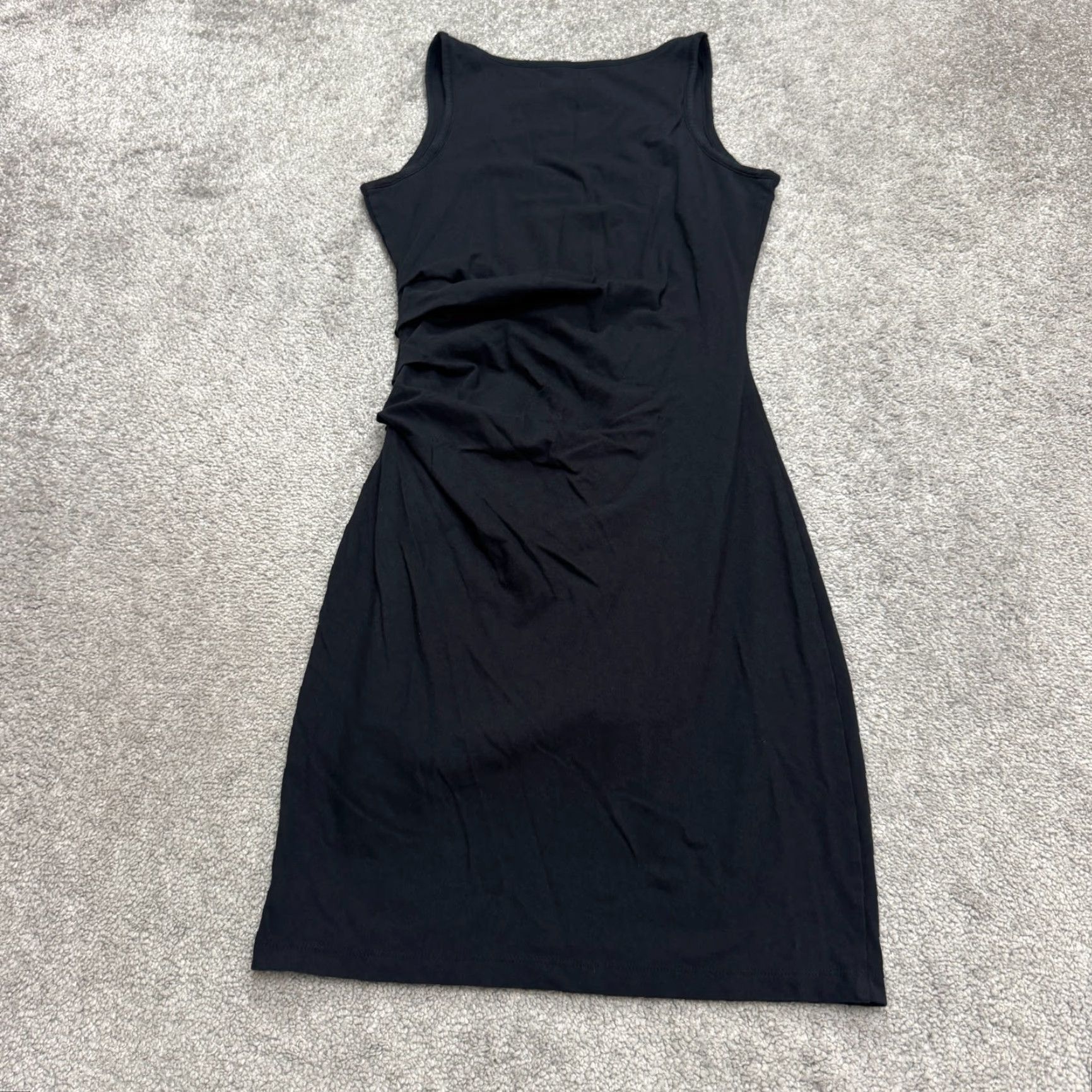 Athleta Athleta Dress XS Womens Black Ruched Knit Sleeveless Scoop Neck Bodycon Short Solid Casual Size XS / US 0-2 / IT 36-38 - 2 Thumbnail