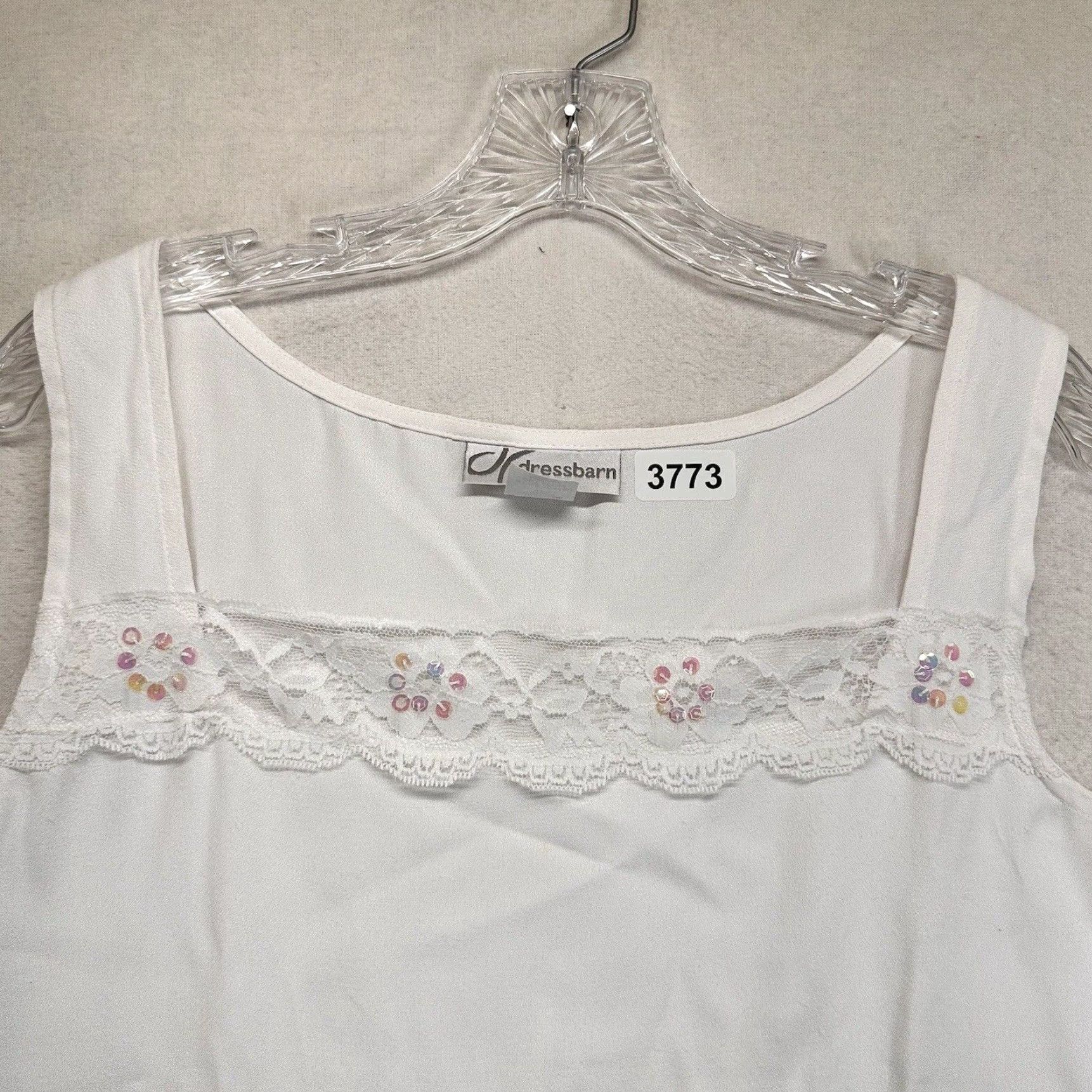 Vintage VINTAGE Dressbarn Women's Tank Top Cami Medium White Floral Embroidered 80s 90s Cottagecore Girls Size M / US 6-8 / IT 42-44 - 2 Thumbnail