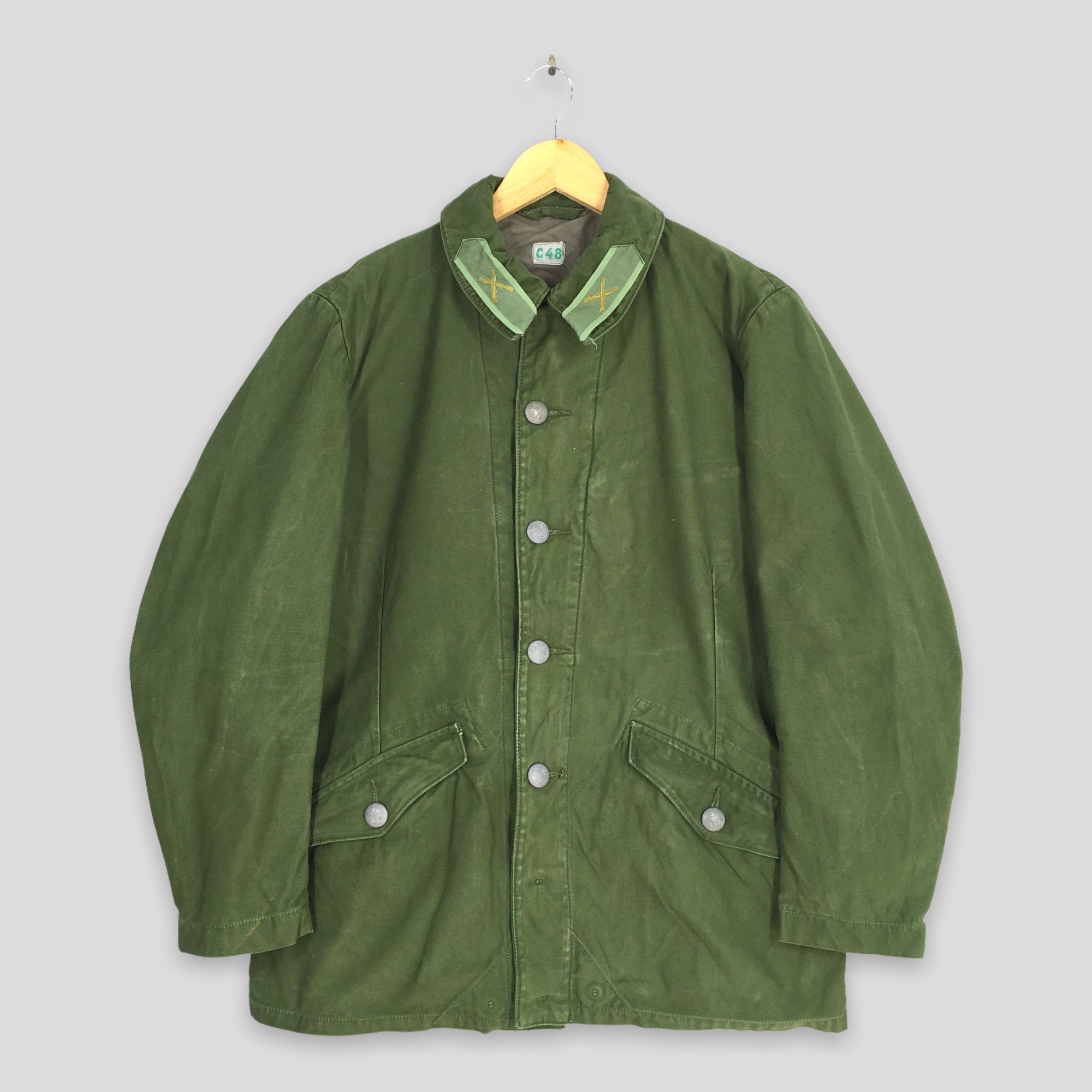 image of Vintage 70's Swedish C48 Infrantry Military Jacket Medium in Green, Men's