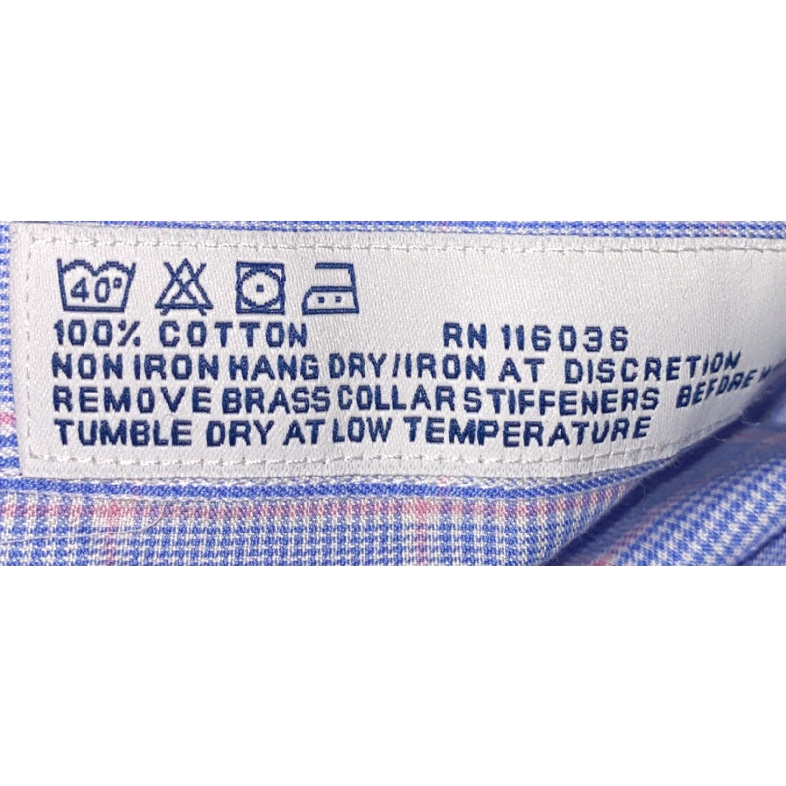 Charles Tyrwhitt Charles Tyrwhitt Mens Dress Shirt Blue Checkered Long Sleeve 16 Large Button-Down Collar Regular 100% Cotton Size 42R - 7 Thumbnail