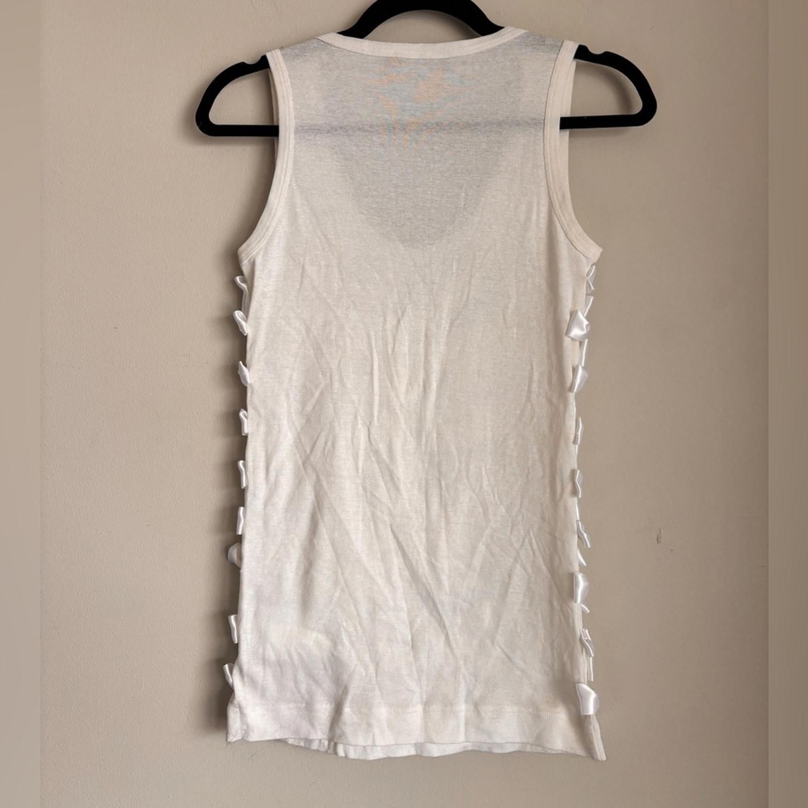 Dolce & Gabbana Dolce & Gabbana Ruffled White Sleeveless Tank Size L / US 10 / IT 46 - 2 Thumbnail