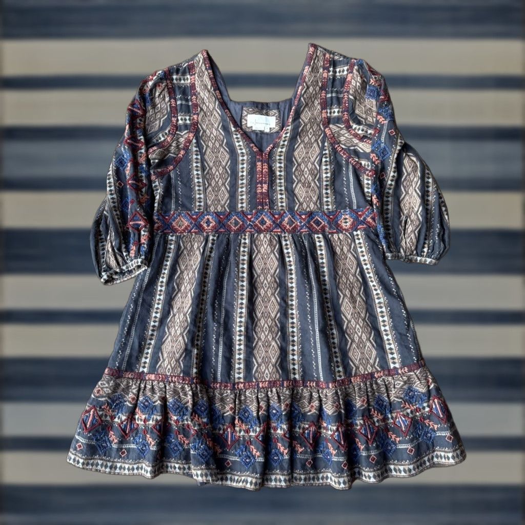 Anthropologie ANTHROPOLOGIE ERIN FETHERSTON MACEY V-NECK TUNIC MIDI DRESS  FLORAL PINK MD Shirt Women | Grailed