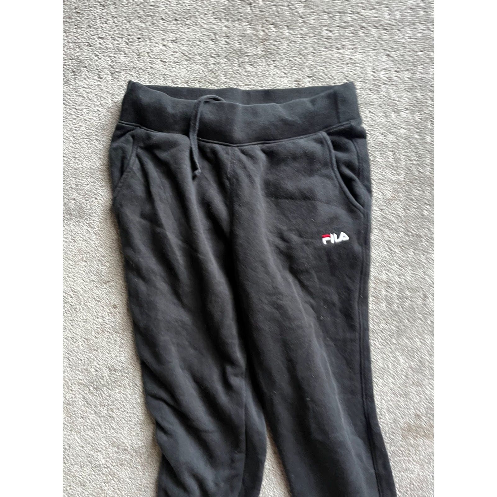 Fila FILA Sweatpants Mens Small Black Joggers Drawstring Tapered Athletic Size US 29 - 2 Thumbnail