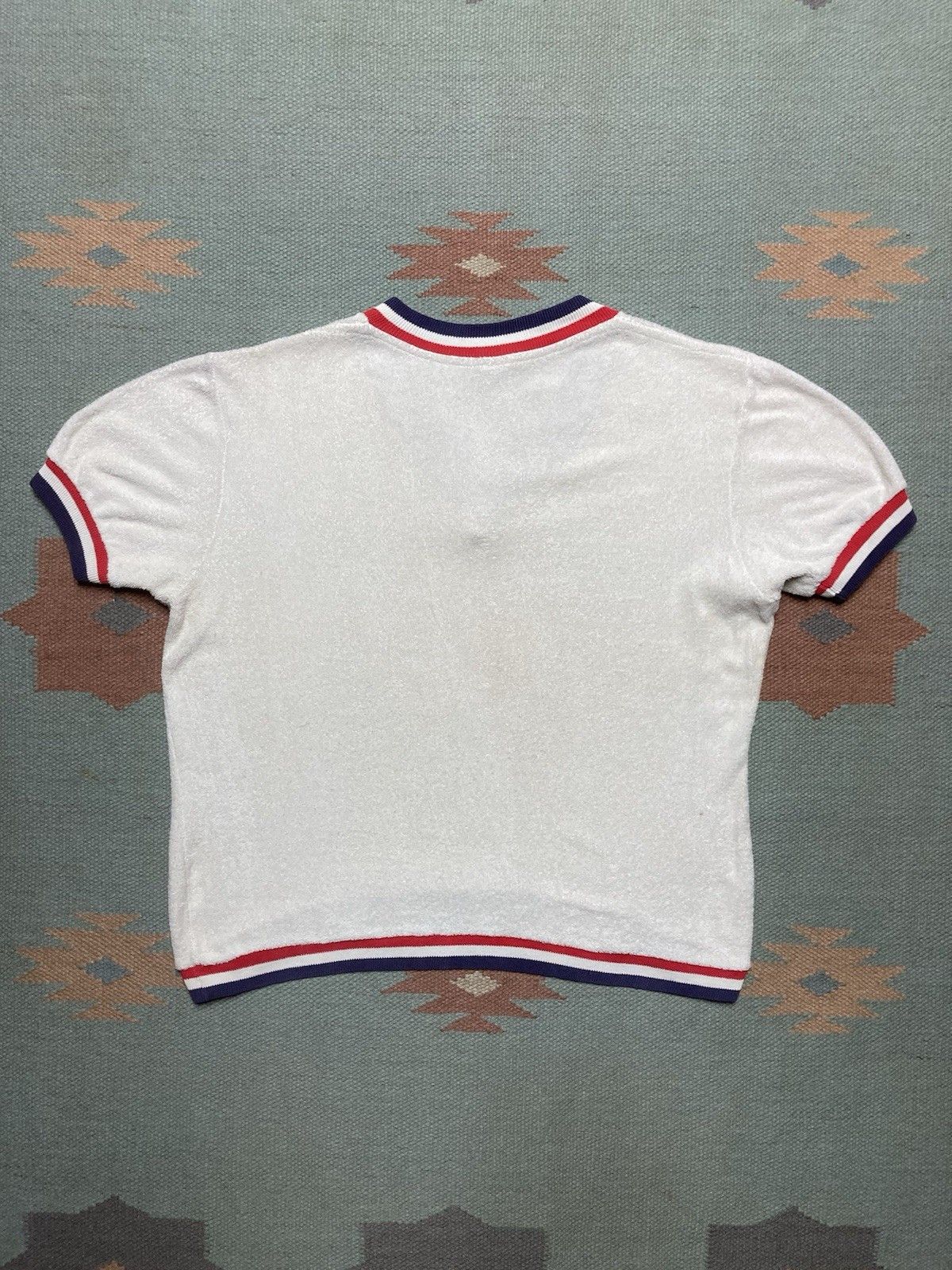 Vintage 1960s Terry cloth t shirt white Jantzen stained boxy medium Size US M / EU 48-50 / 2 - 6 Thumbnail
