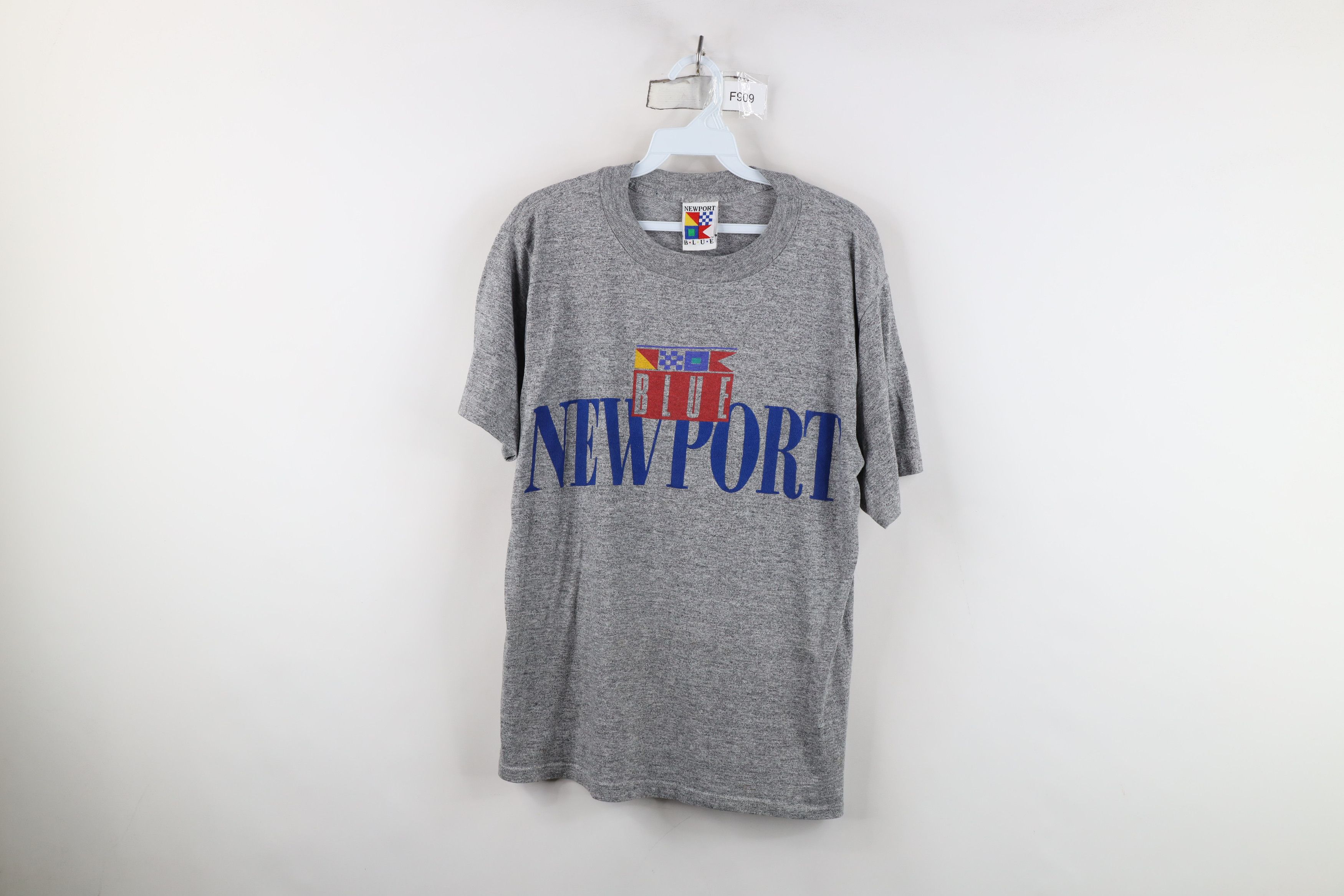 Vintage Vintage 90s Newport Blue Triblend Jersey Knit T-Shirt USA Size US L / EU 52-54 / 3 - 1 Thumbnail