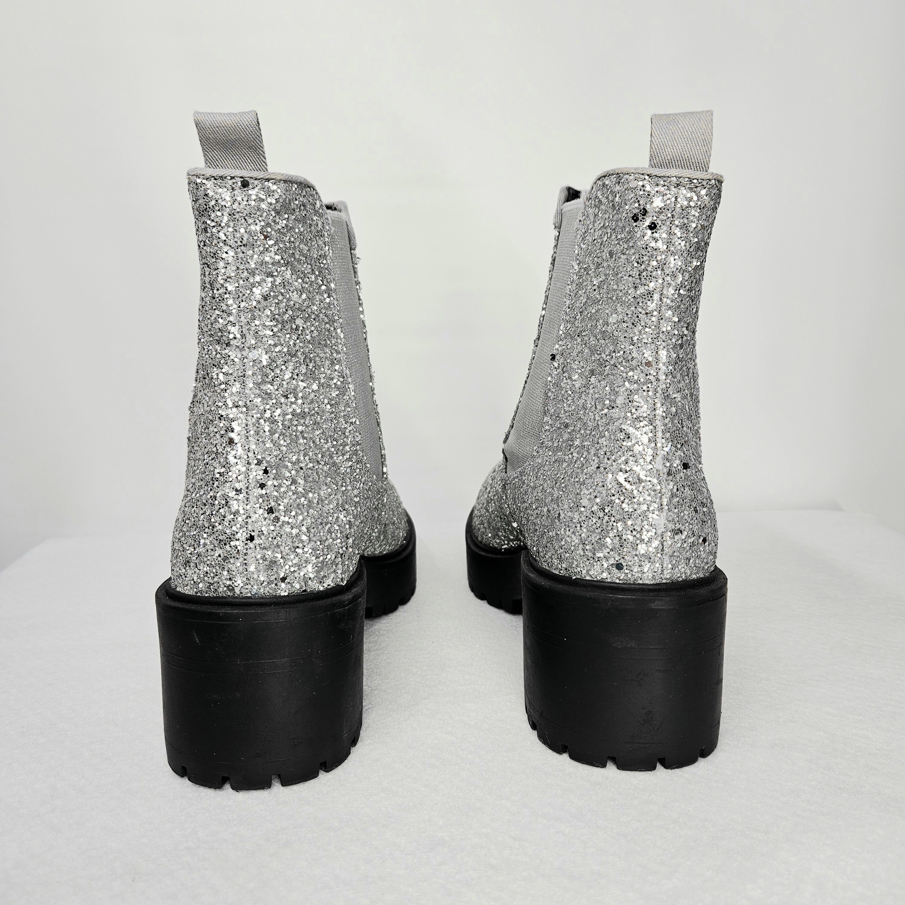 Asos Asos UK 6 (US 8) Chelsea Boots Booties Silver Glitter Chunky Size US 8 / IT 38 - 6 Thumbnail