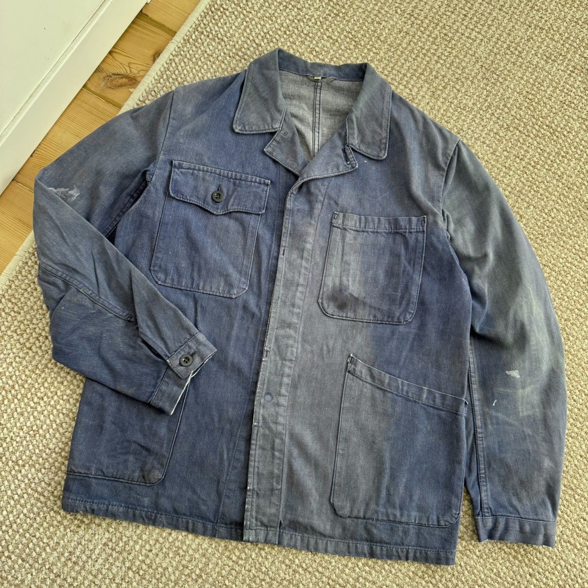 60s Lutteurs Sun faded french work vintage distressed jacket