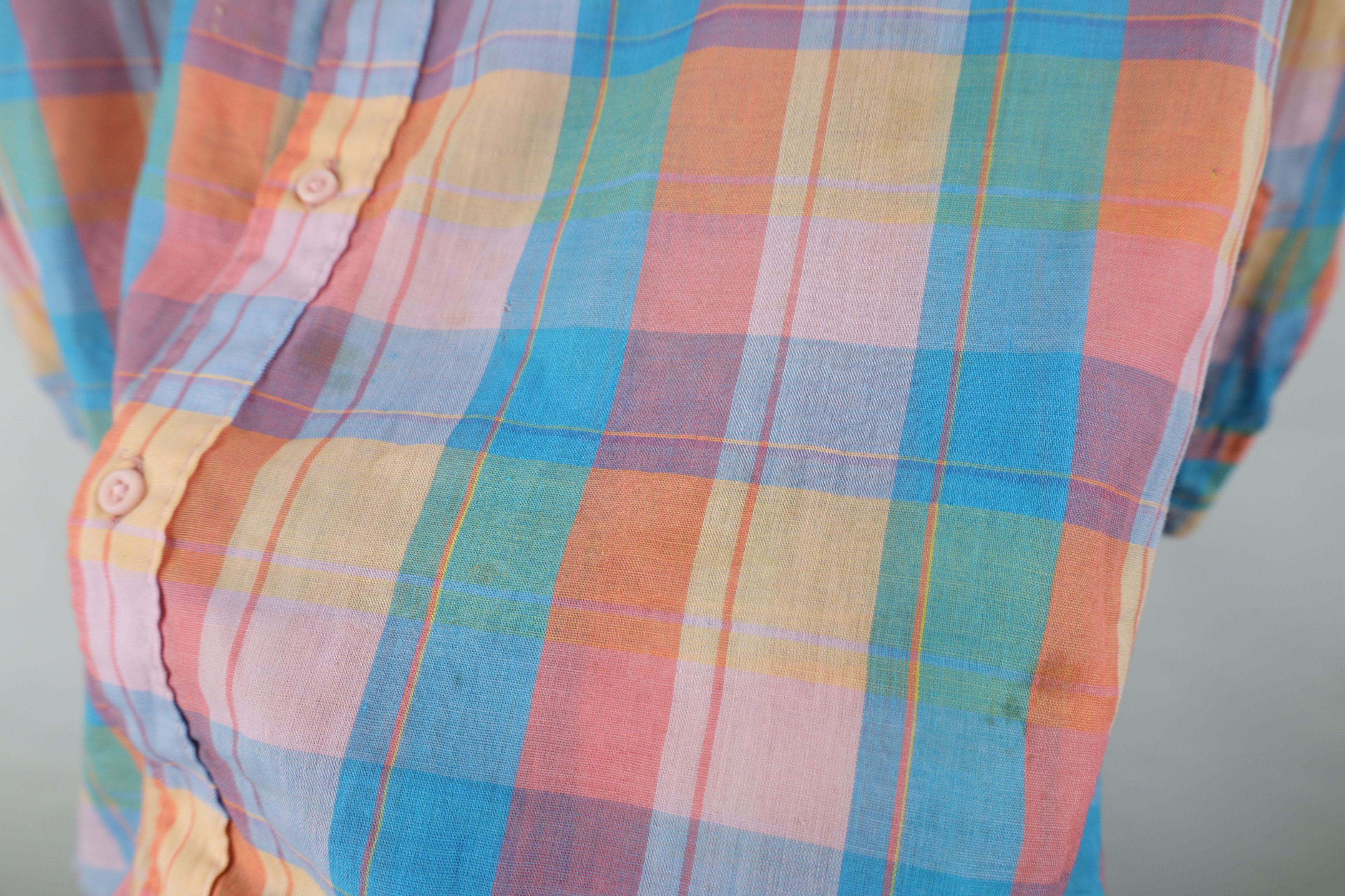 Vintage Vintage 70s Streetwear Rainbow Madras Plaid Button Shirt USA Size US L / EU 52-54 / 3 - 8 Thumbnail