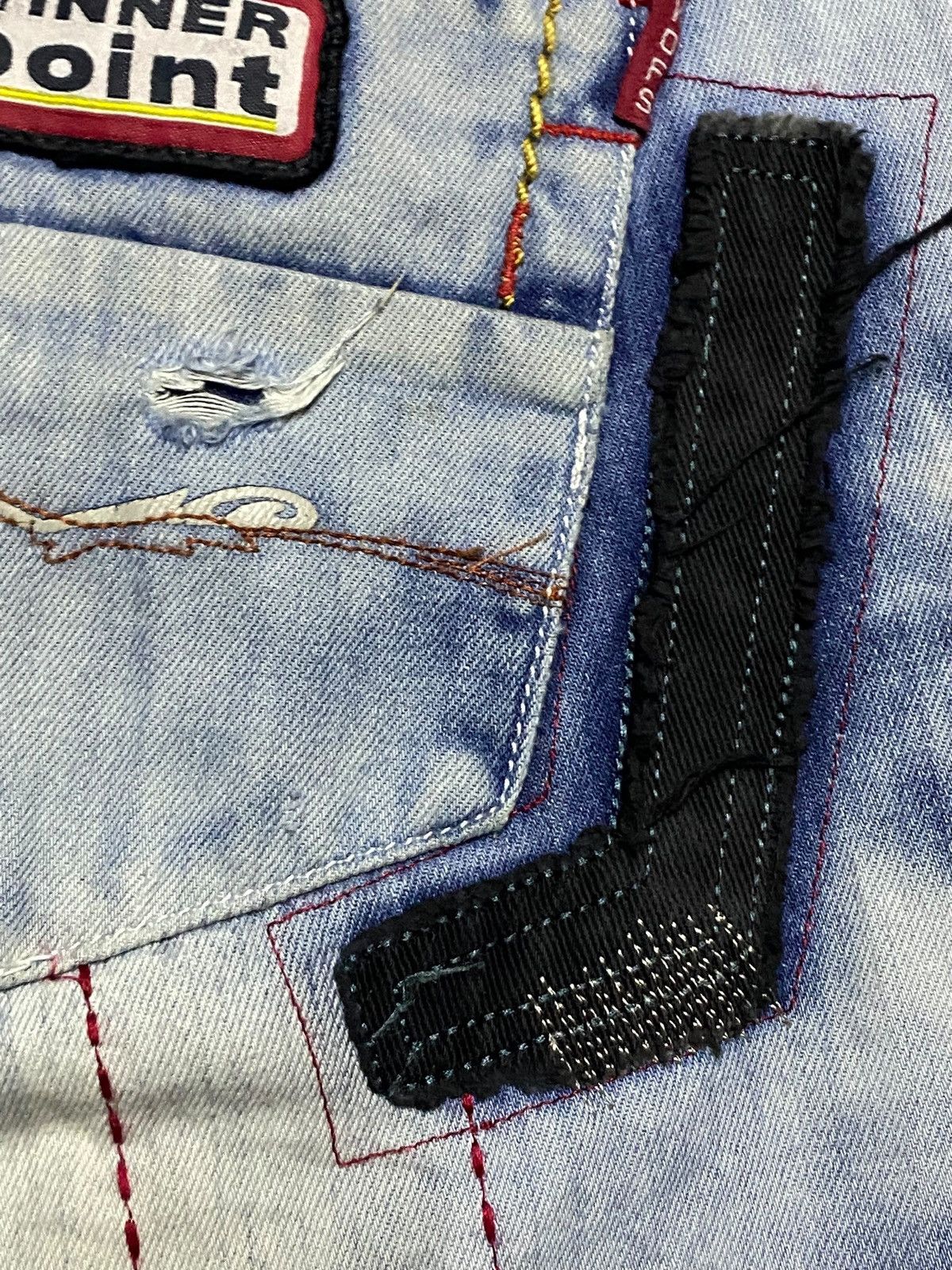 Dolce & Gabbana Vintage Custom Denim Patched Shashiko Boro Loose Jeans Size US 33 - 14 Thumbnail