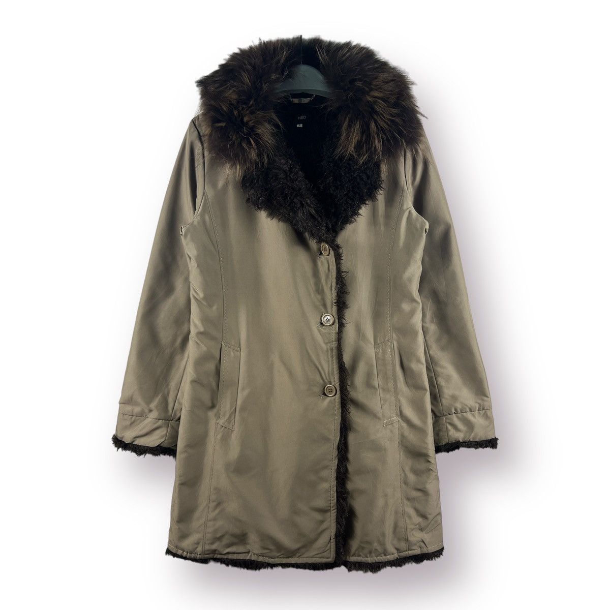 Japanese Brand 🔥 INED japanese fur lined longcoat fox fur collar Size S / US 4 / IT 40 - 1 Thumbnail