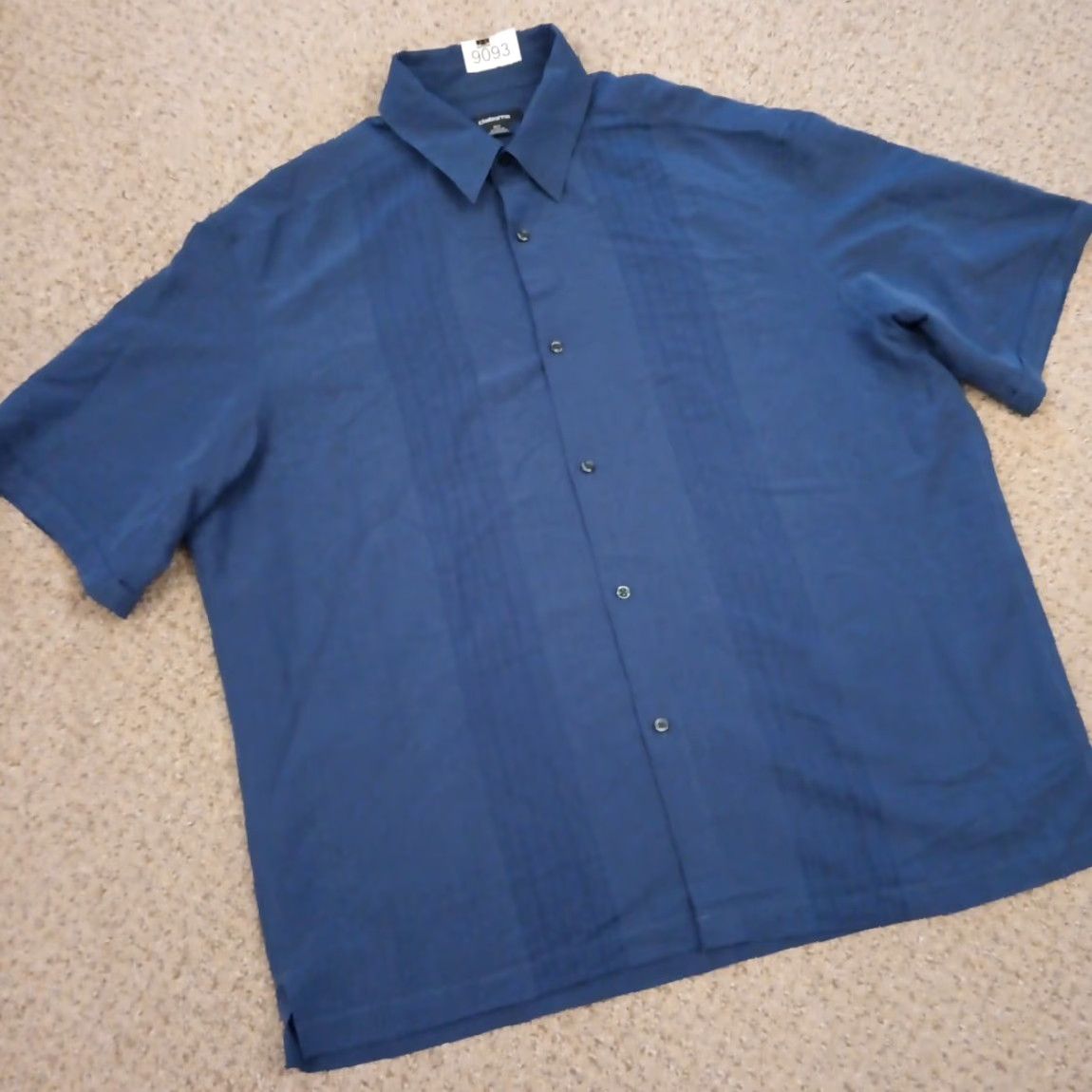 Liz Claiborne Claiborne Shirt Mens XLT Blue Striped Short Sleeve Button Up Polyester Blend Size US XL / EU 56 / 4 - 6 Thumbnail