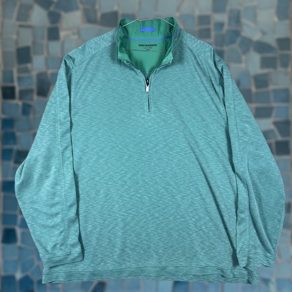 Johnston & Murphy Johnston & Murphy Jacket Mens 3XL Tech Mint 1/4 Zip Modal Classic Preppy Shirt Size US XXL / EU 58 / 5 - 1 Thumbnail