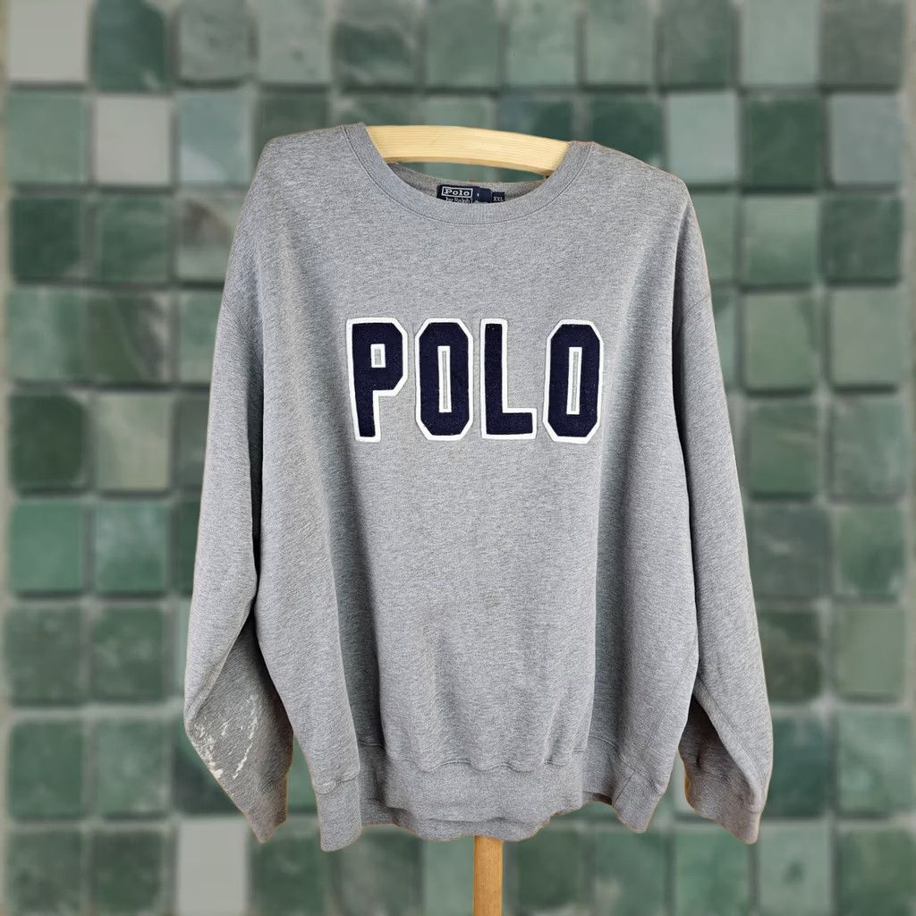 Polo Ralph Lauren VINTAGE Polo Ralph Lauren SHIRT Sweatshirt Gray Cotton 2XL Adult Men Pullover 90s SHIRT Mens Size US XXL / EU 58 / 5 - 1 Thumbnail