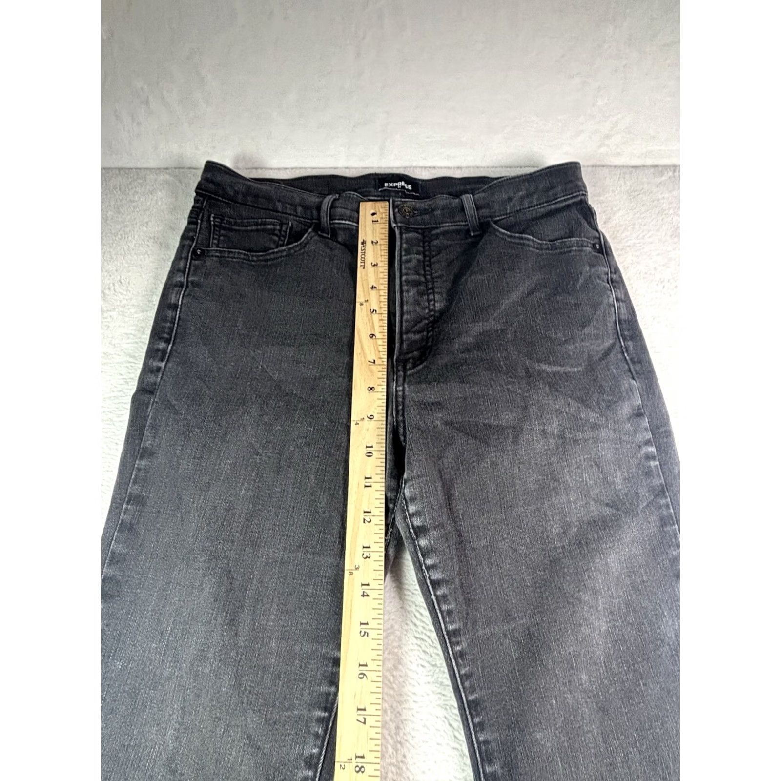 Express Express Jeans Bootcut Womens Size 12 Light Black Denim Stretch Pockets - Bootcut, Regular Fit, Mid Rise, Button Zip Closure, Denim - Express Size 24" / US 00 / IT 34 - 3 Thumbnail