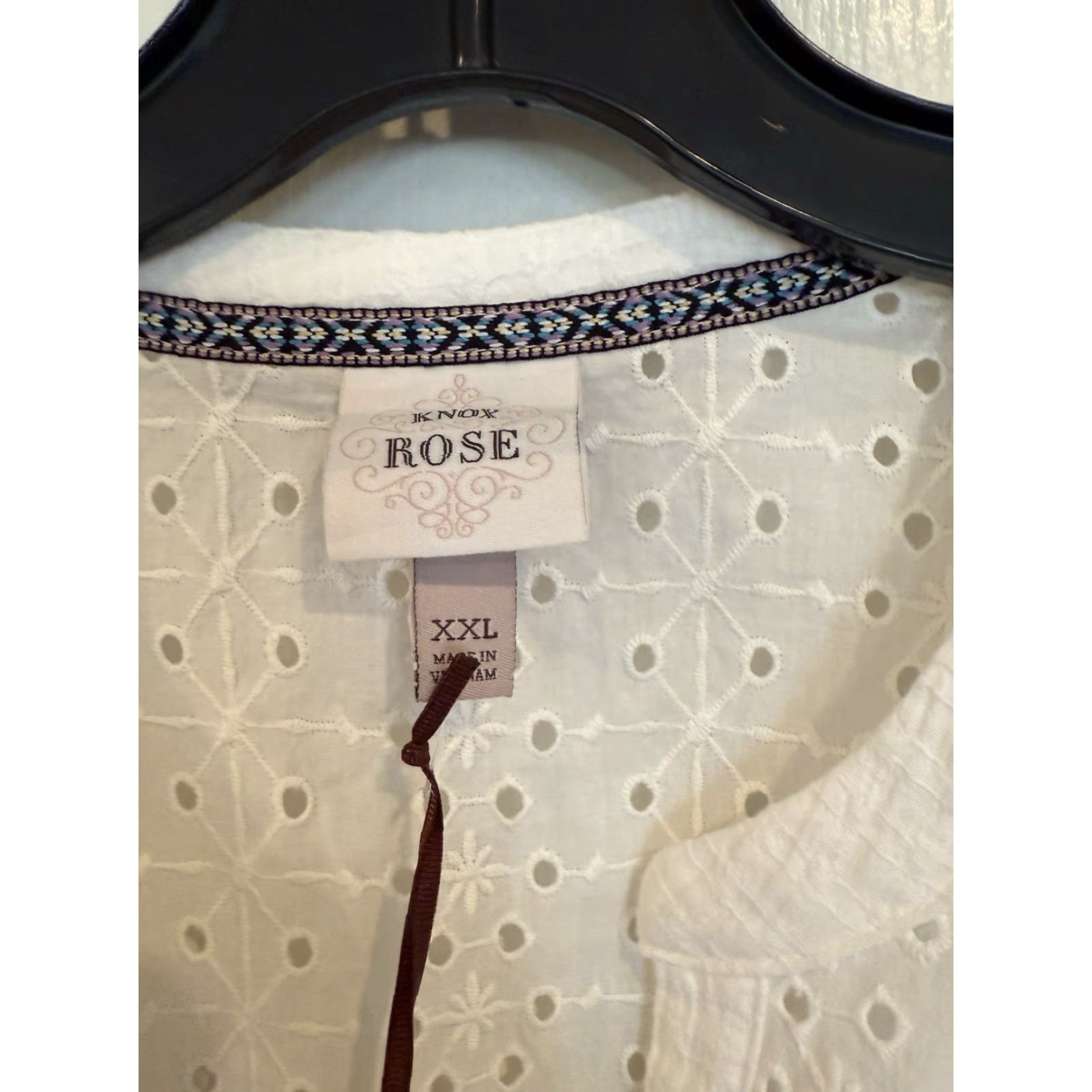 Vintage VINTAGE Knox Rose Blouse Shirt Womens Plus 2XL White Short Sleeve Button Front Cotton Rose Solid New W Tags Size XXL / US 16-18 / IT 52-54 - 2 Thumbnail