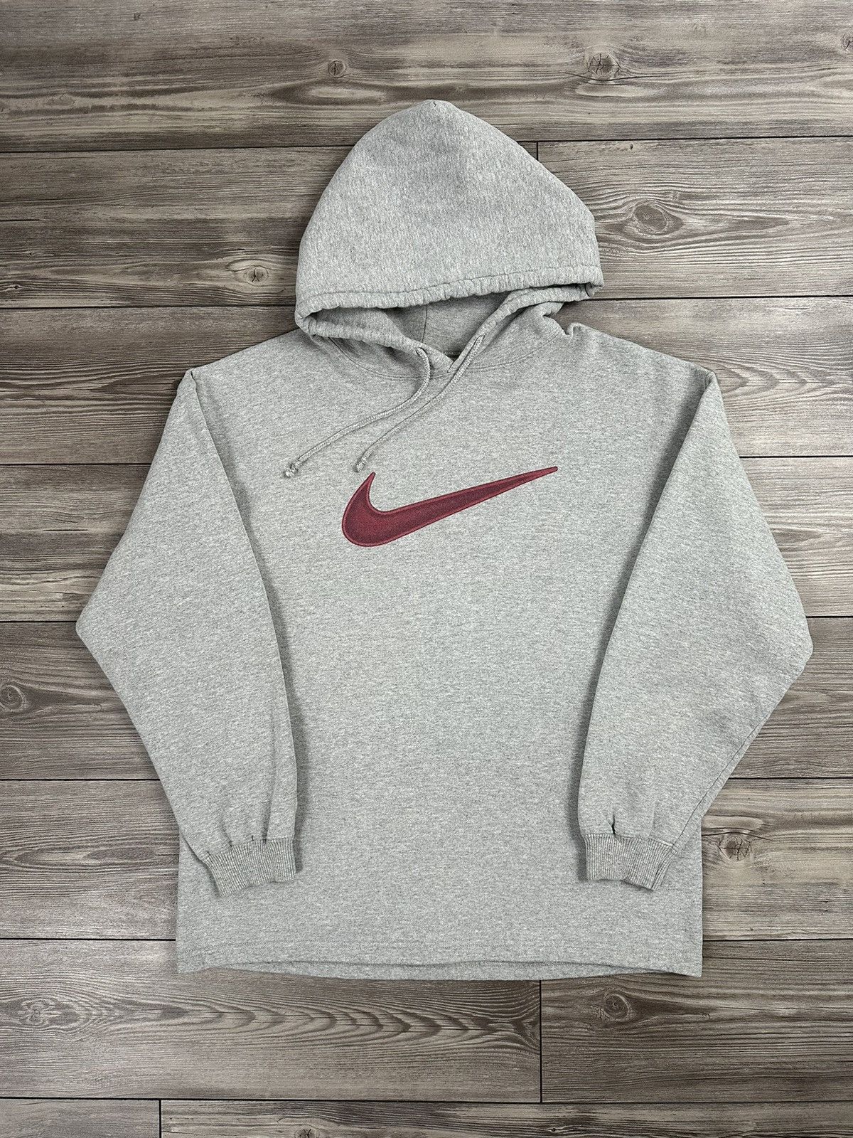 Nike × Vintage Vintage 90’s Nike Big Swoosh Hoodie Size US XL / EU 56 / 4 - 1 Thumbnail