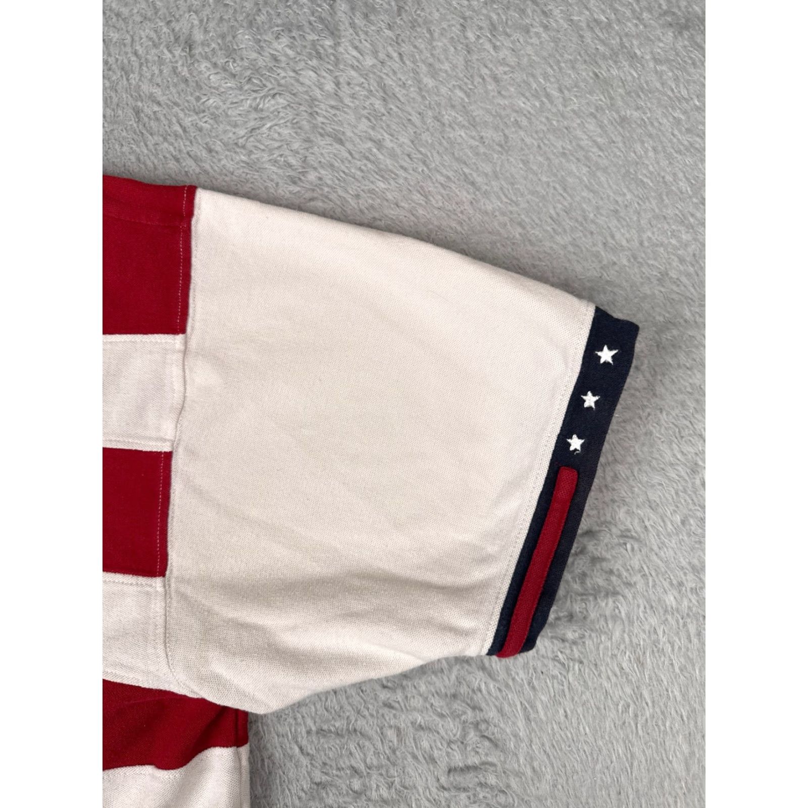 Vintage RedHead Shirt Polo Men XL 100% Cotton White Red White Blue Stripe Button Collar Short Sleeve 44 Chest Regular Fit American Flag Vintage: No Size US XL / EU 56 / 4 - 2 Thumbnail