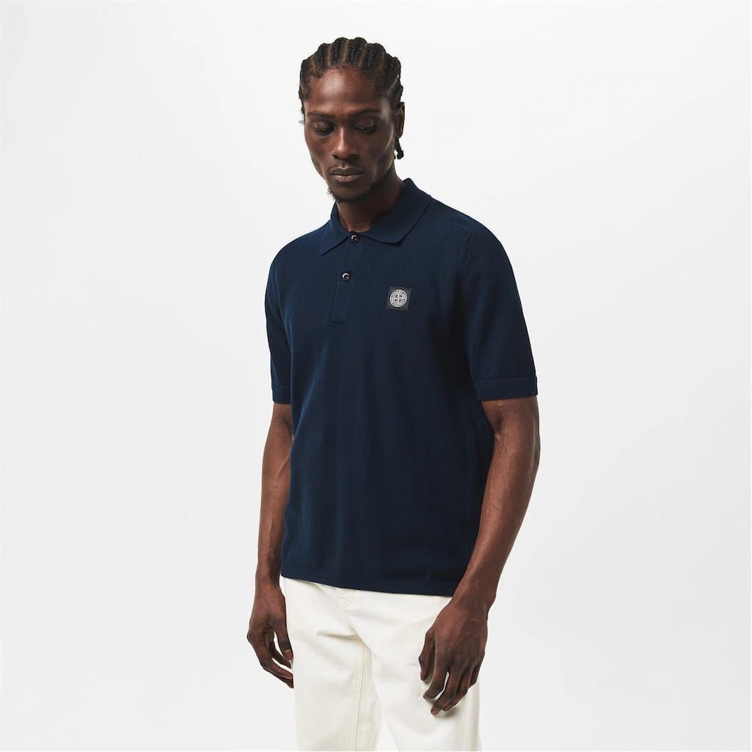 Stone Island o1g2r1mq0526 Compass Patch Knit Polo Shirt in Blue Size US M / EU 48-50 / 2 - 3 Thumbnail