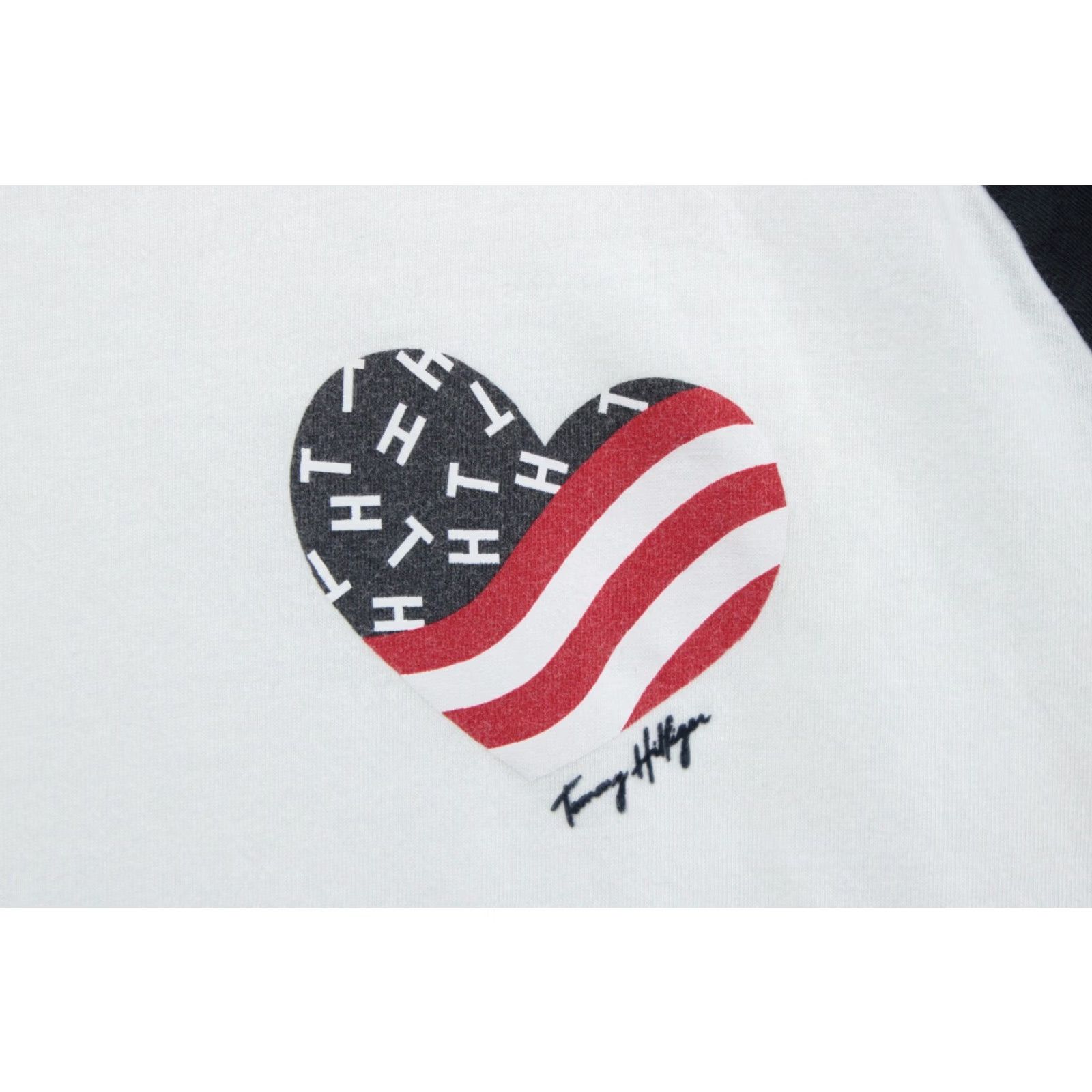 Tommy Hilfiger Tommy Hilfiger T Shirt Womens XL Red White Blue Pullover Heart Short Sleeve, White, Solid, Graphic Print, Classic, Preppy, Street Wear, 90s? Size XL / US 12-14 / IT 48-50 - 2 Thumbnail