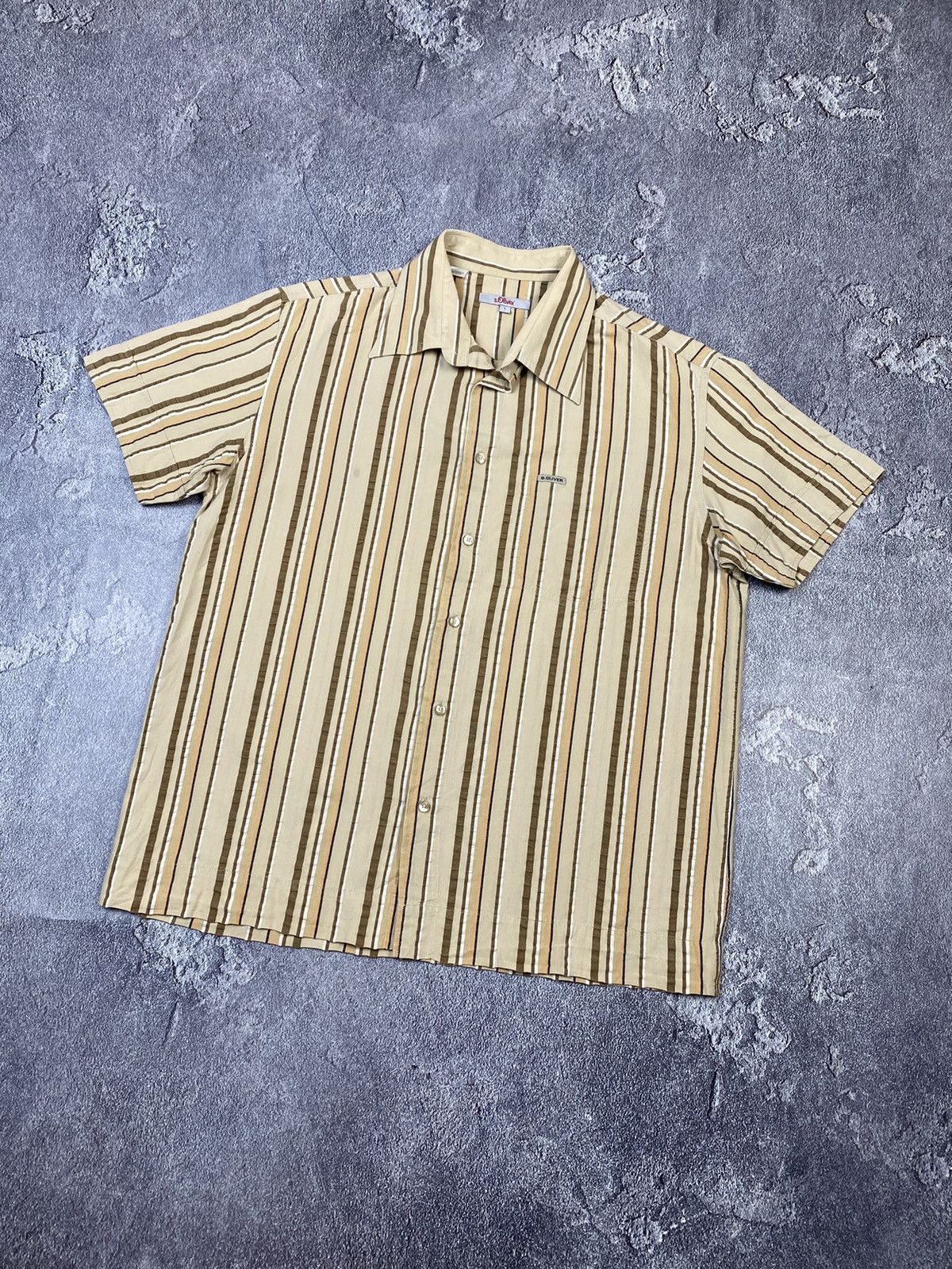 If Six Was Nine Vintage 00s Stripe Biege Shirt Y2K Streetwear Soprano Style Size US L / EU 52-54 / 3 - 2 Thumbnail