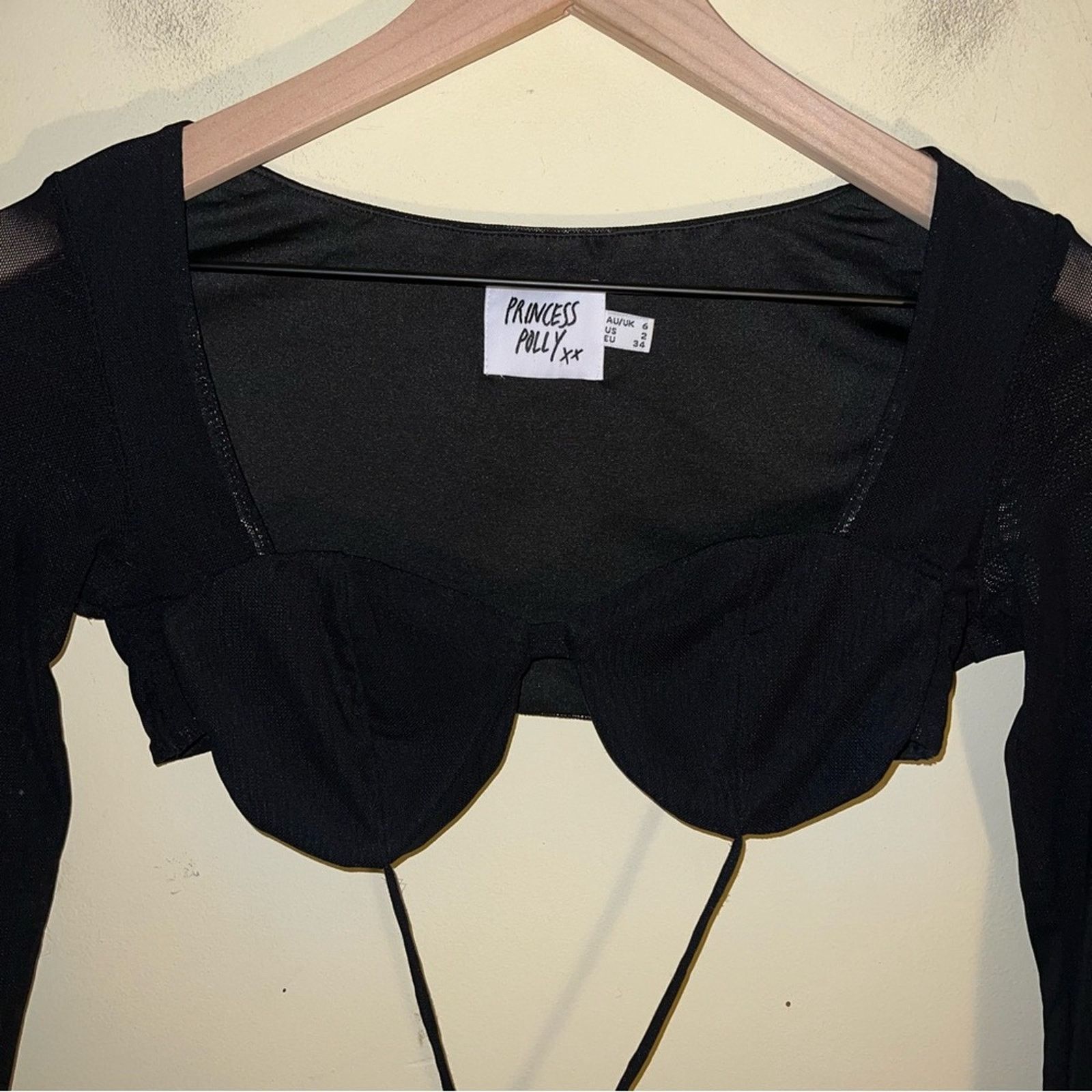 PRINCESS POLLY PRINCESS POLLY party top with sheer sleeves 2 Size XS / US 0-2 / IT 36-38 - 2 Thumbnail