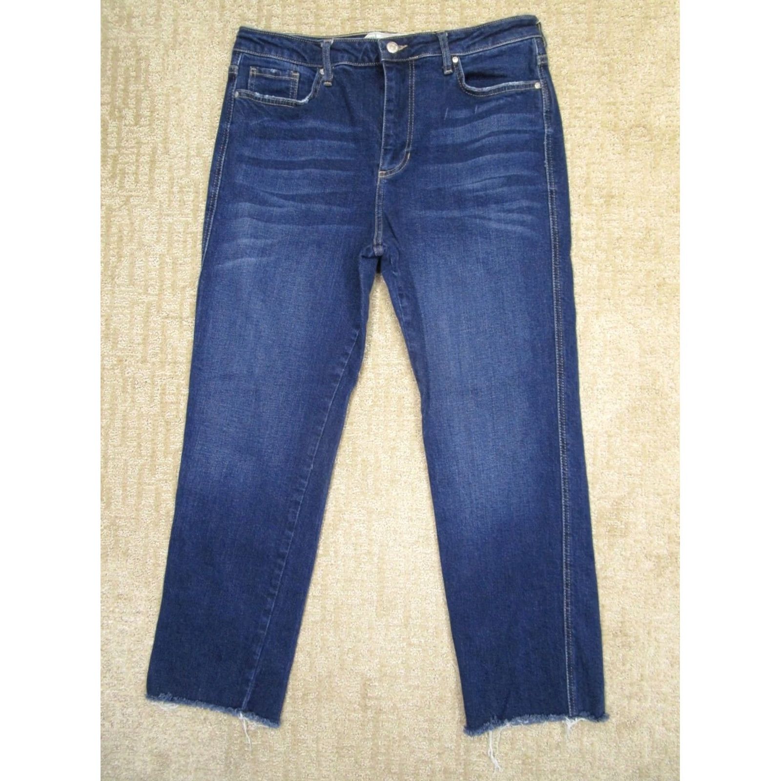 Free People Free People Jeans Women 31 Blue High Rise Cropped Ankle Denim Frayed Hem Logo 5-Pocket Size 24" / US 00 / IT 34 - 2 Thumbnail