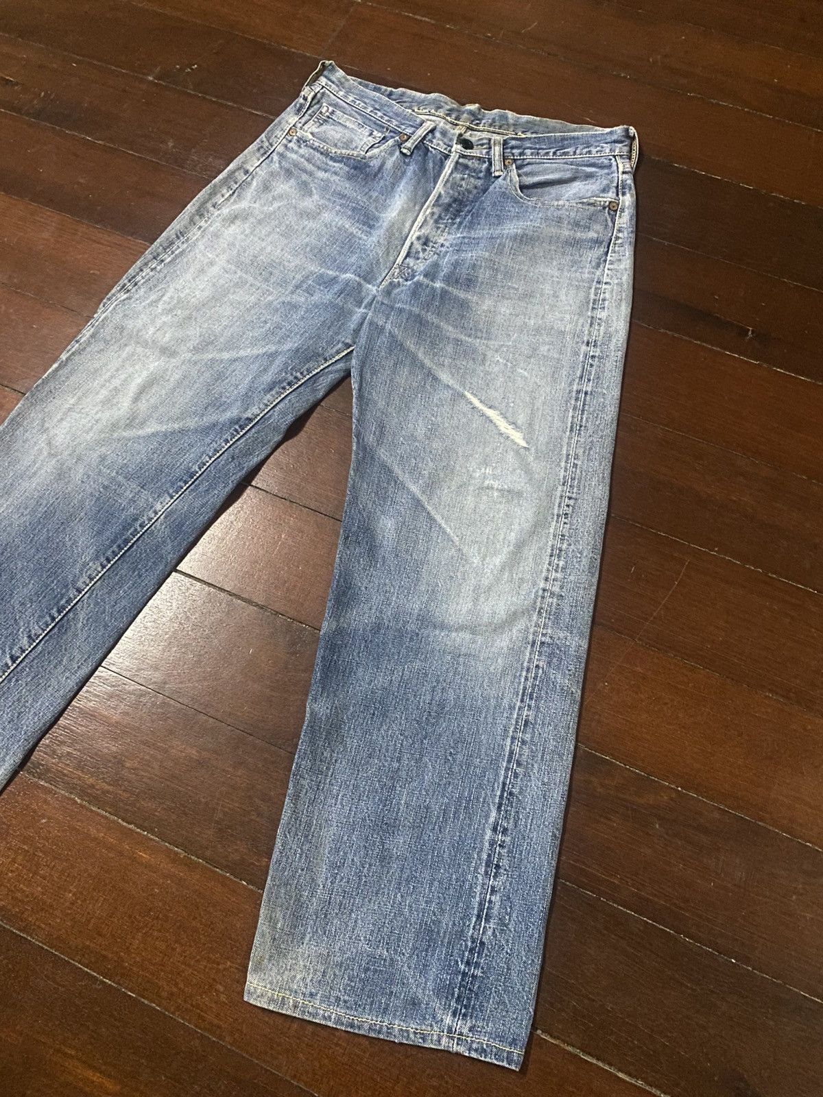 Warehouse Vintage PHERROWS distressed denim wide leg selvedge Size US 34 / EU 50 - 4 Thumbnail