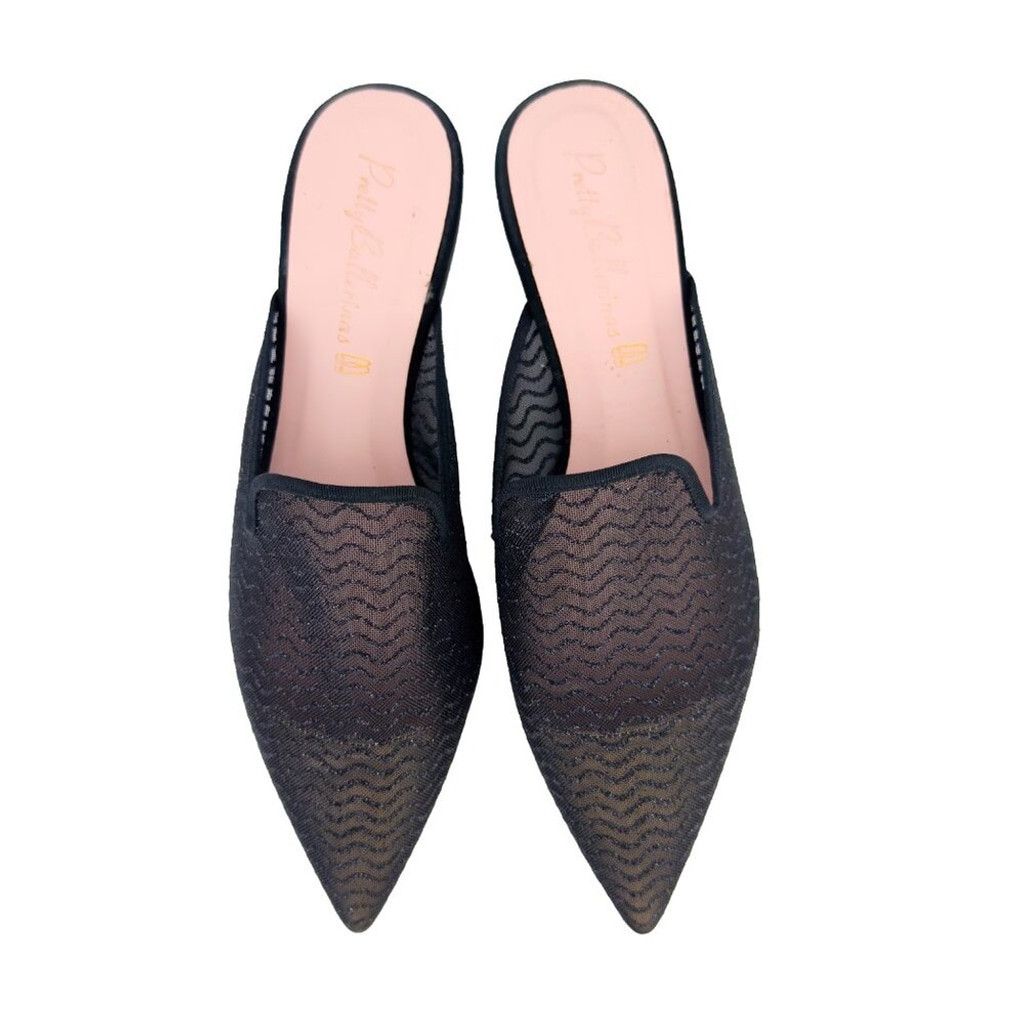 PRETTY BALLERINAS Mesh Glitters Ballet Flat Black Nude 39